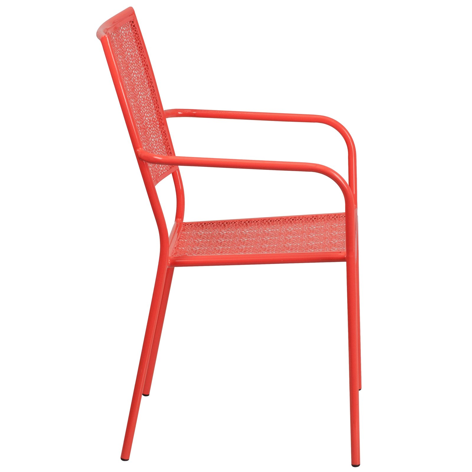 Commercial Grade Colorful Metal Patio Arm Chair with Square Back