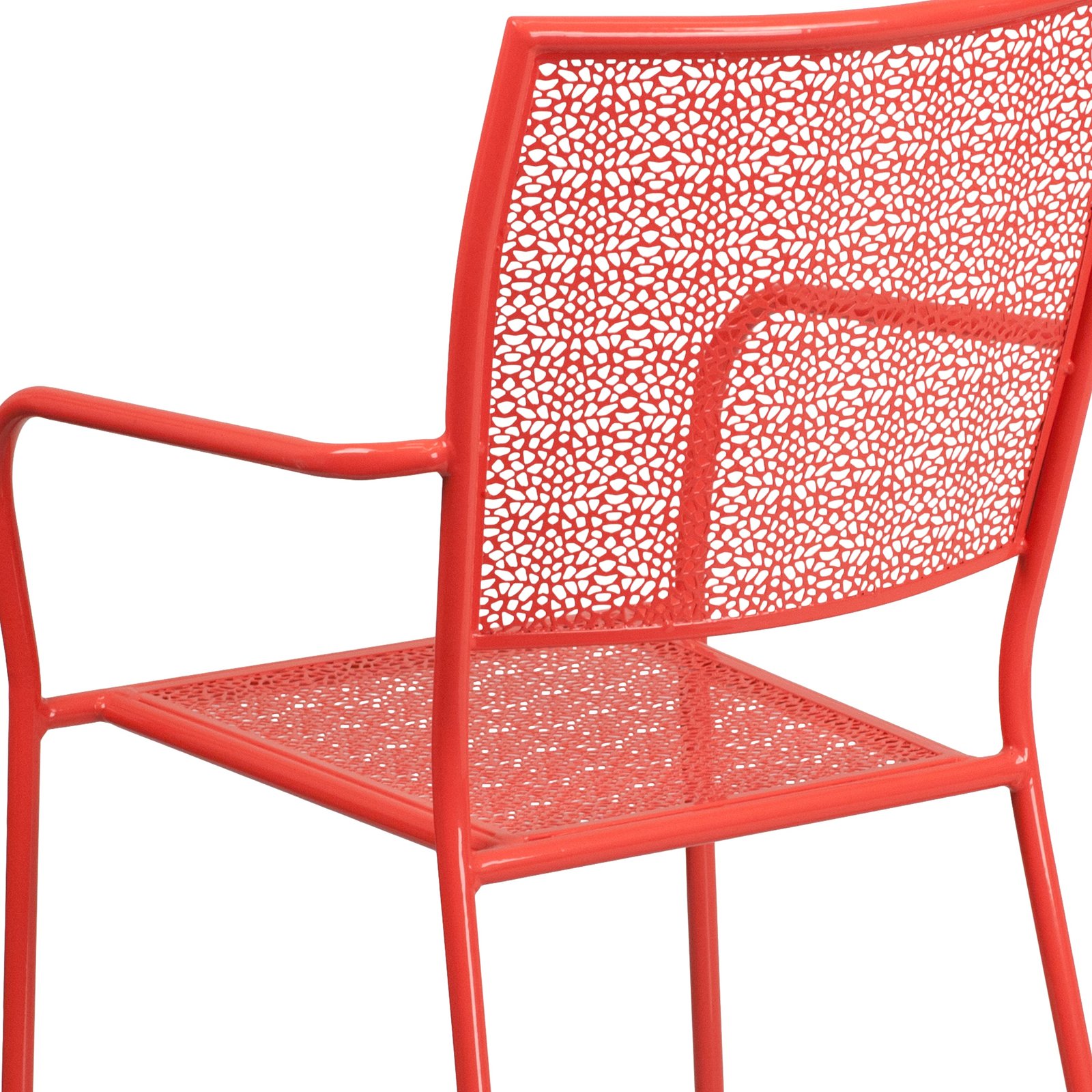 Commercial Grade Colorful Metal Patio Arm Chair with Square Back