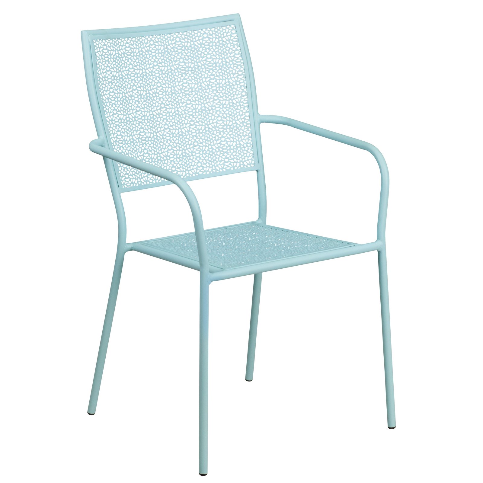 Commercial Grade Colorful Metal Patio Arm Chair with Square Back