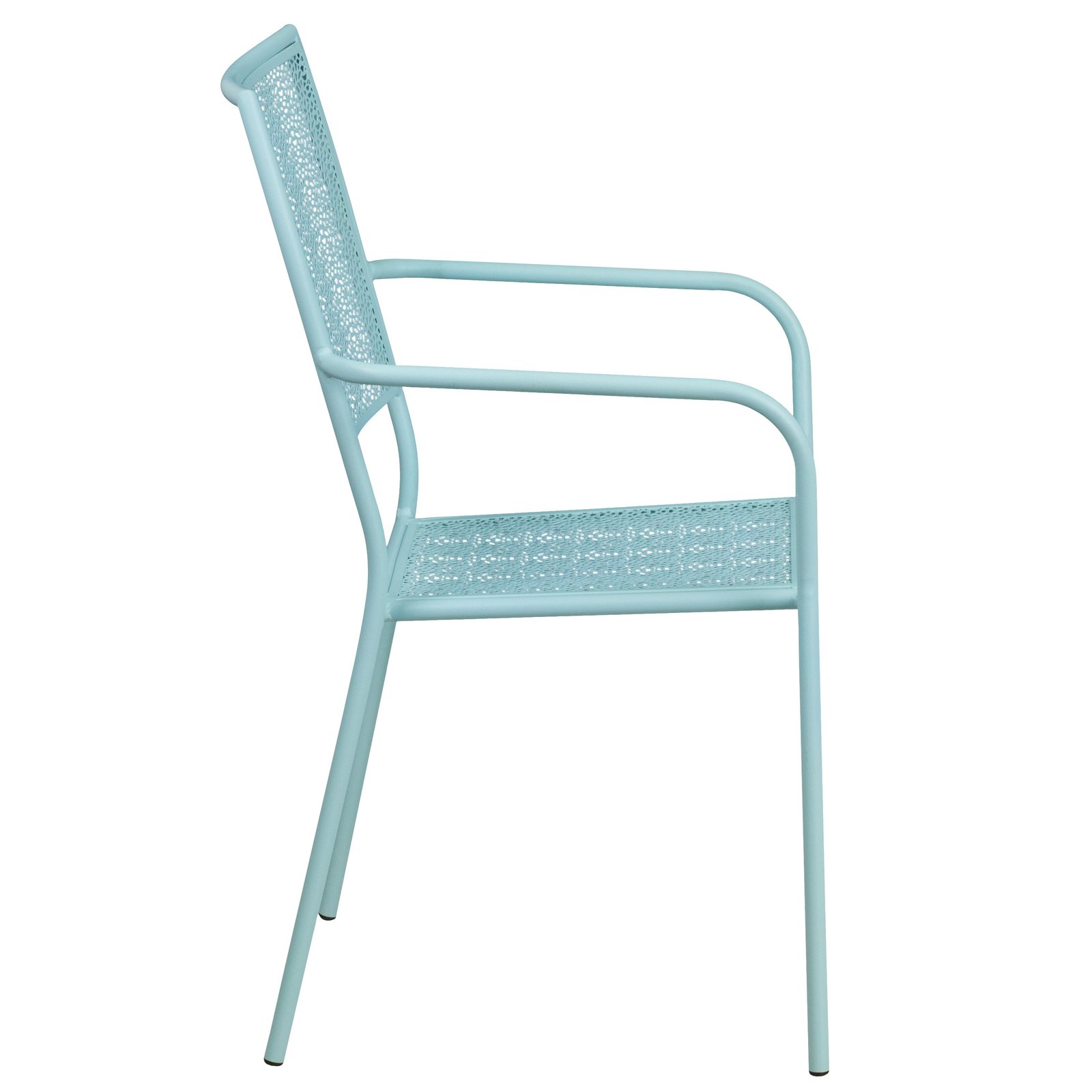 Commercial Grade Colorful Metal Patio Arm Chair with Square Back