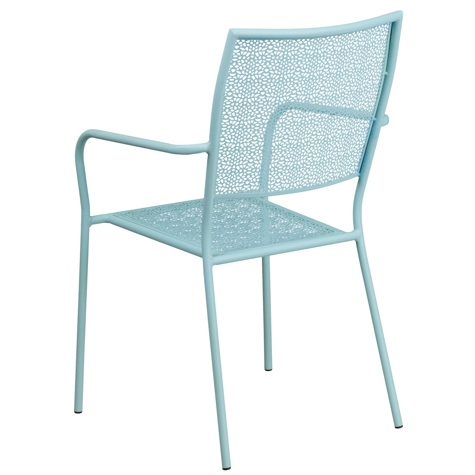 Commercial Grade Colorful Metal Patio Arm Chair with Square Back