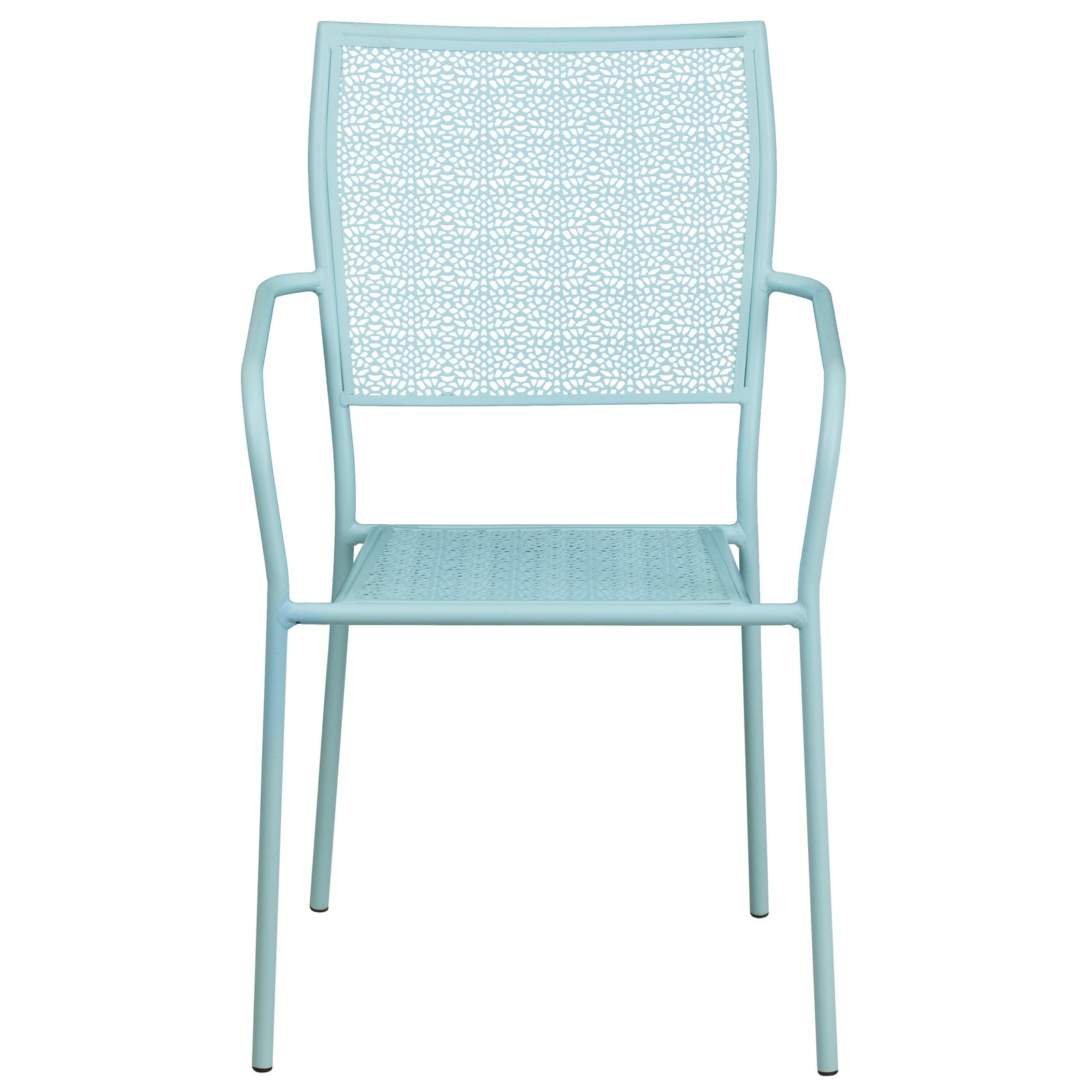 Commercial Grade Colorful Metal Patio Arm Chair with Square Back
