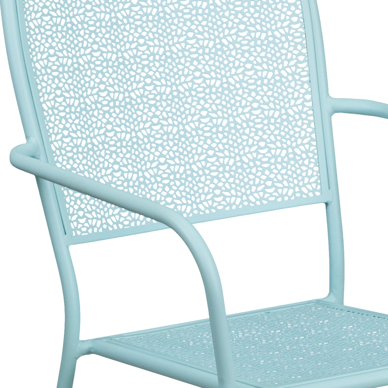 Commercial Grade Colorful Metal Patio Arm Chair with Square Back