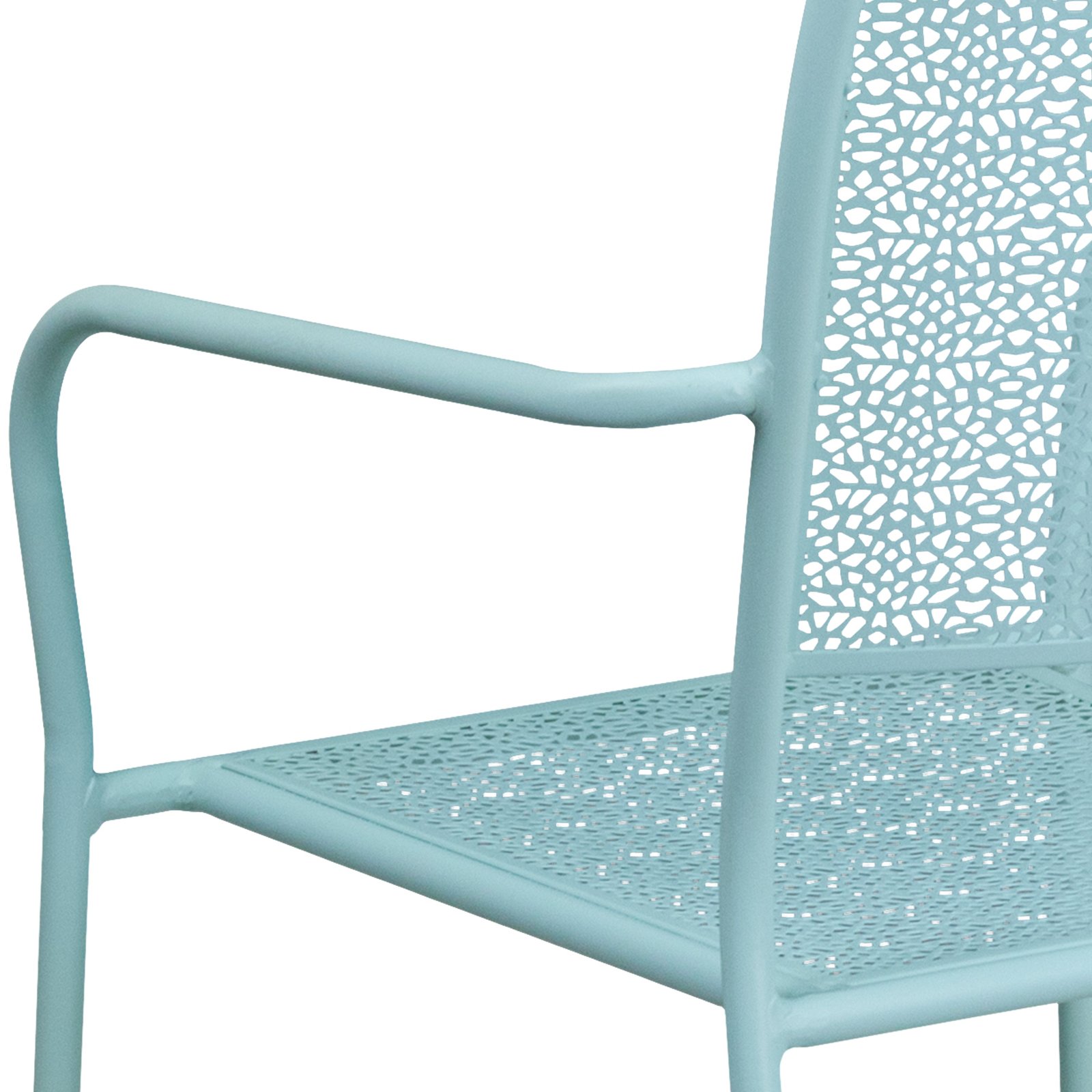 Commercial Grade Colorful Metal Patio Arm Chair with Square Back