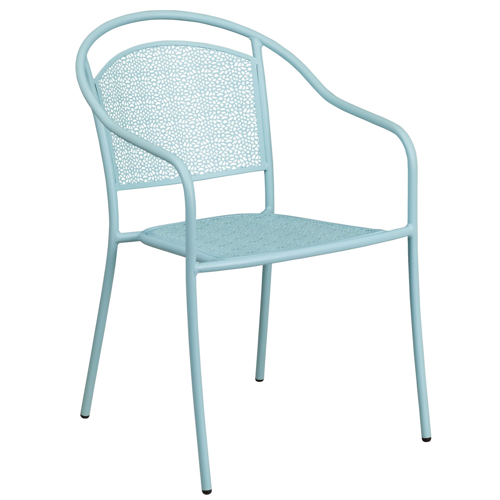 Commercial Grade Colorful Metal Patio Arm Chair with Round Back