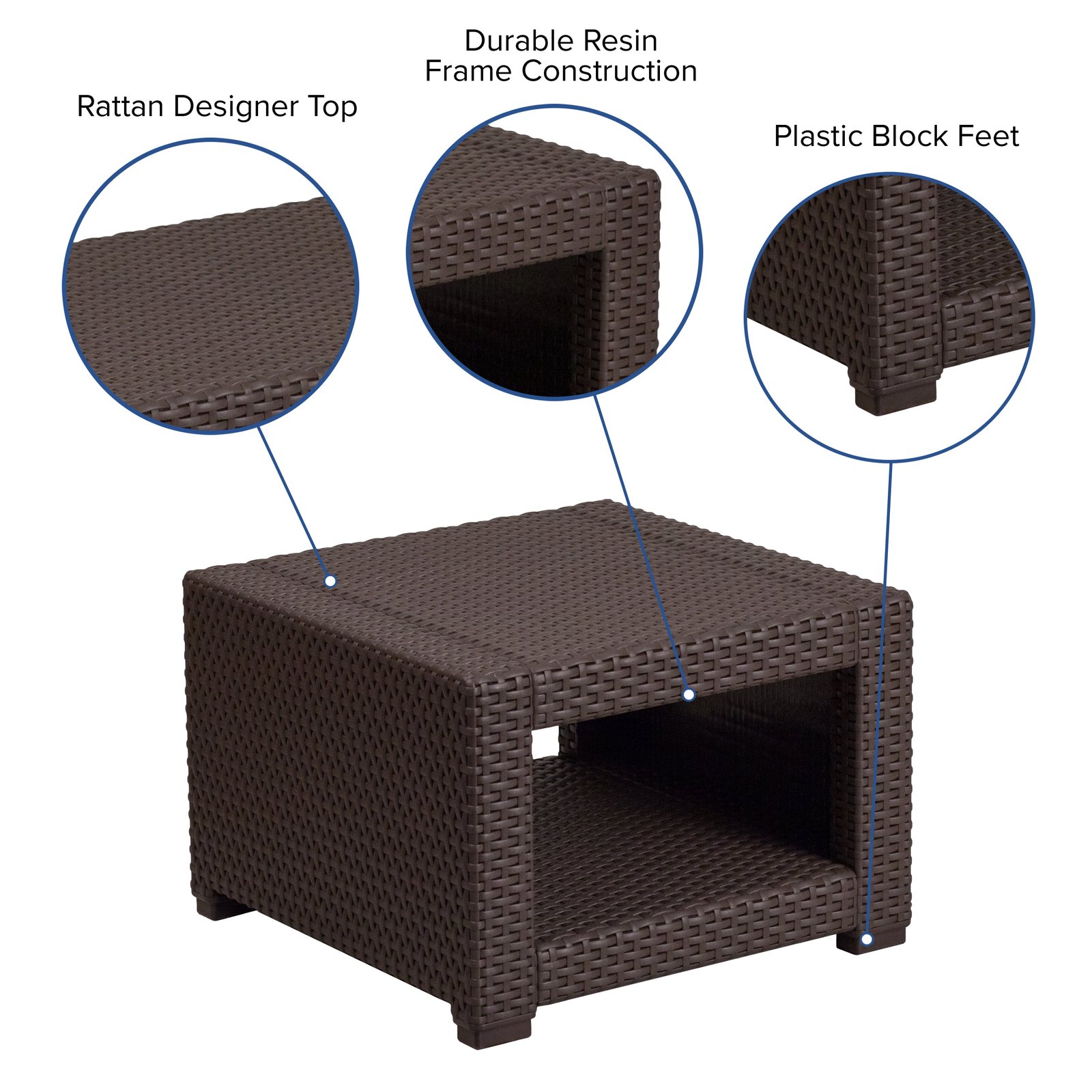 Faux Rattan End Table