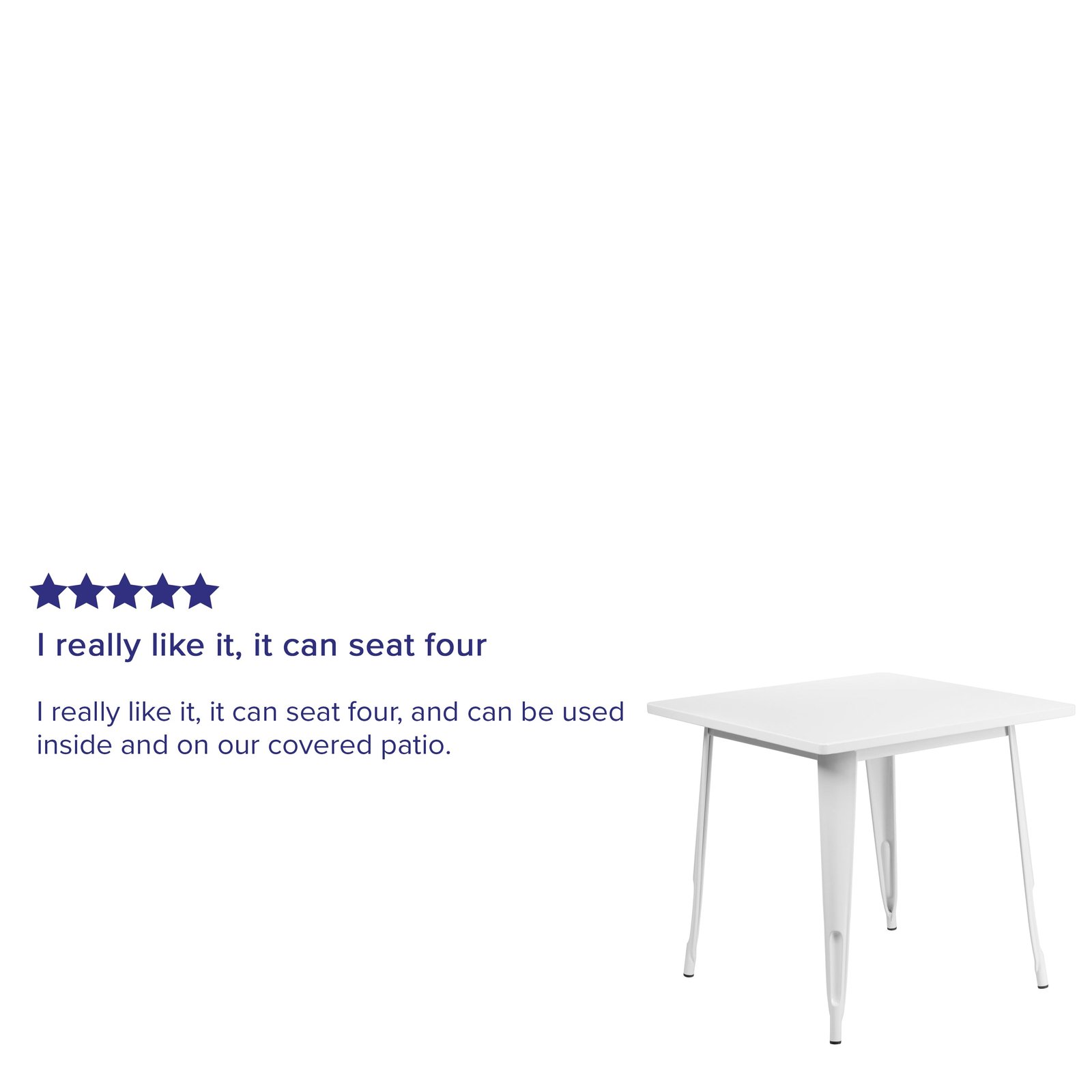 Commercial Grade 31.5" Square Colorful Metal Indoor-Outdoor Dining Table