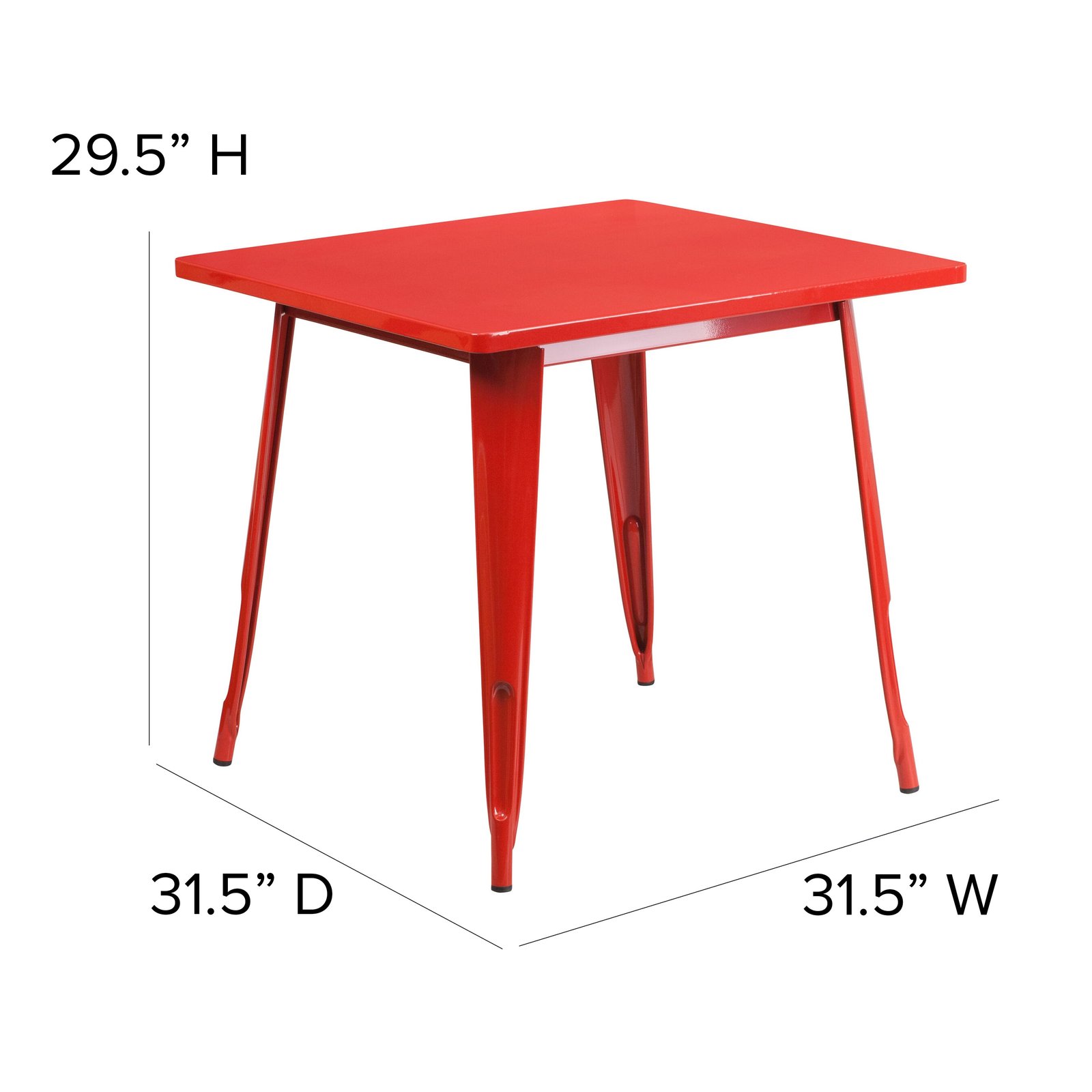 Commercial Grade 31.5" Square Colorful Metal Indoor-Outdoor Dining Table