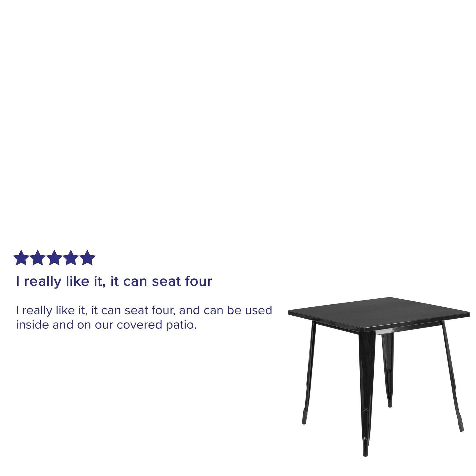 Commercial Grade 31.5" Square Colorful Metal Indoor-Outdoor Dining Table