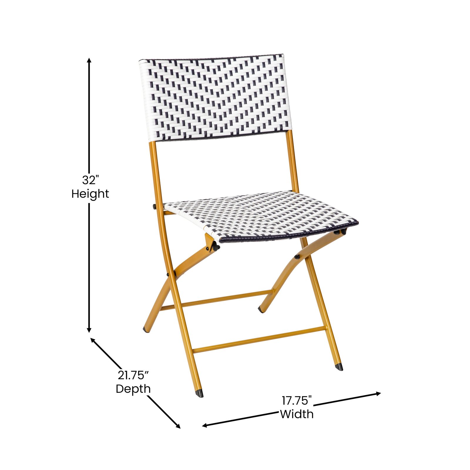 Three Piece Folding French Bistro Set in PE Rattan with Metal Frames for Indoor and Outdoor Use