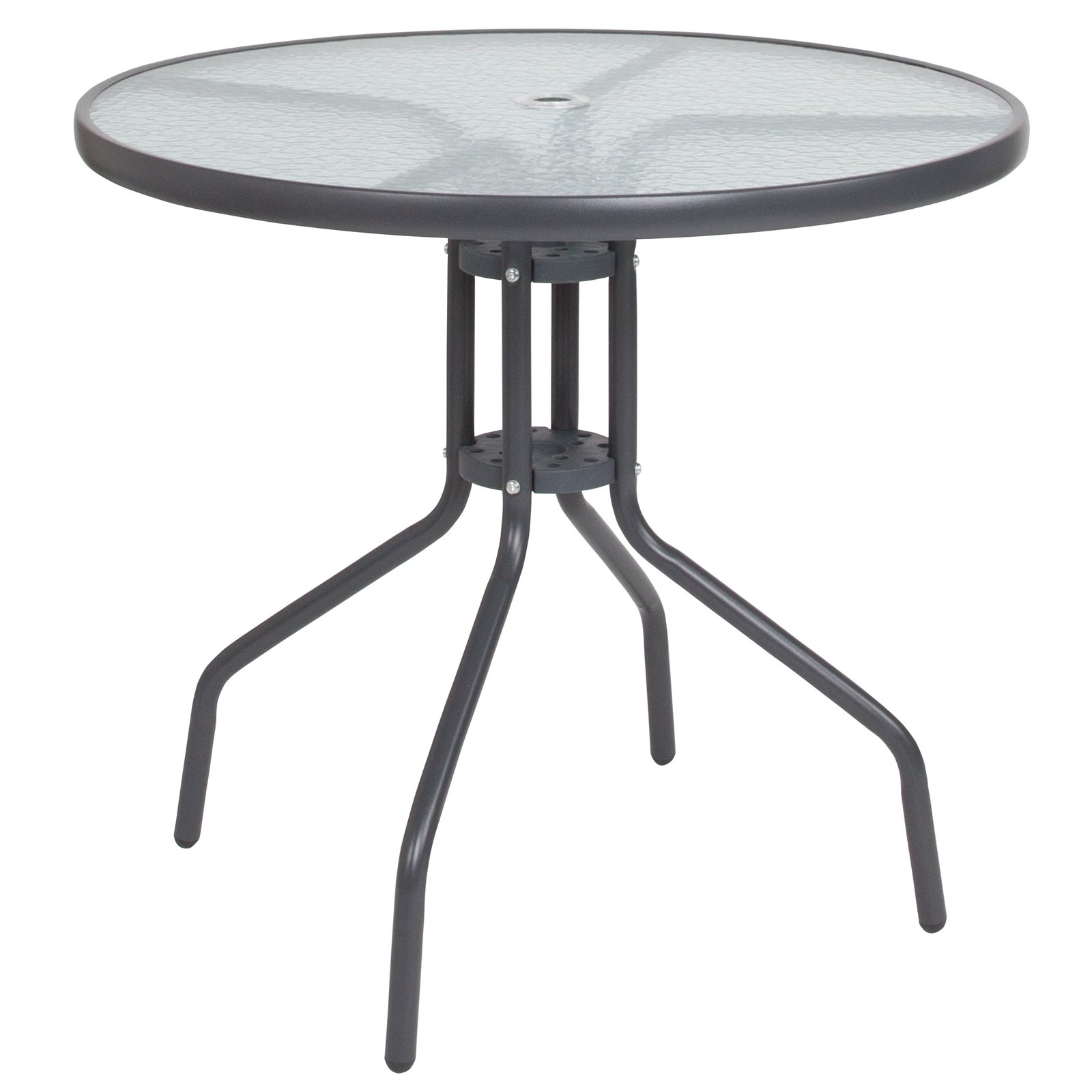 6 Piece Patio Garden Set with Table, Umbrella and 4 Folding Chairs