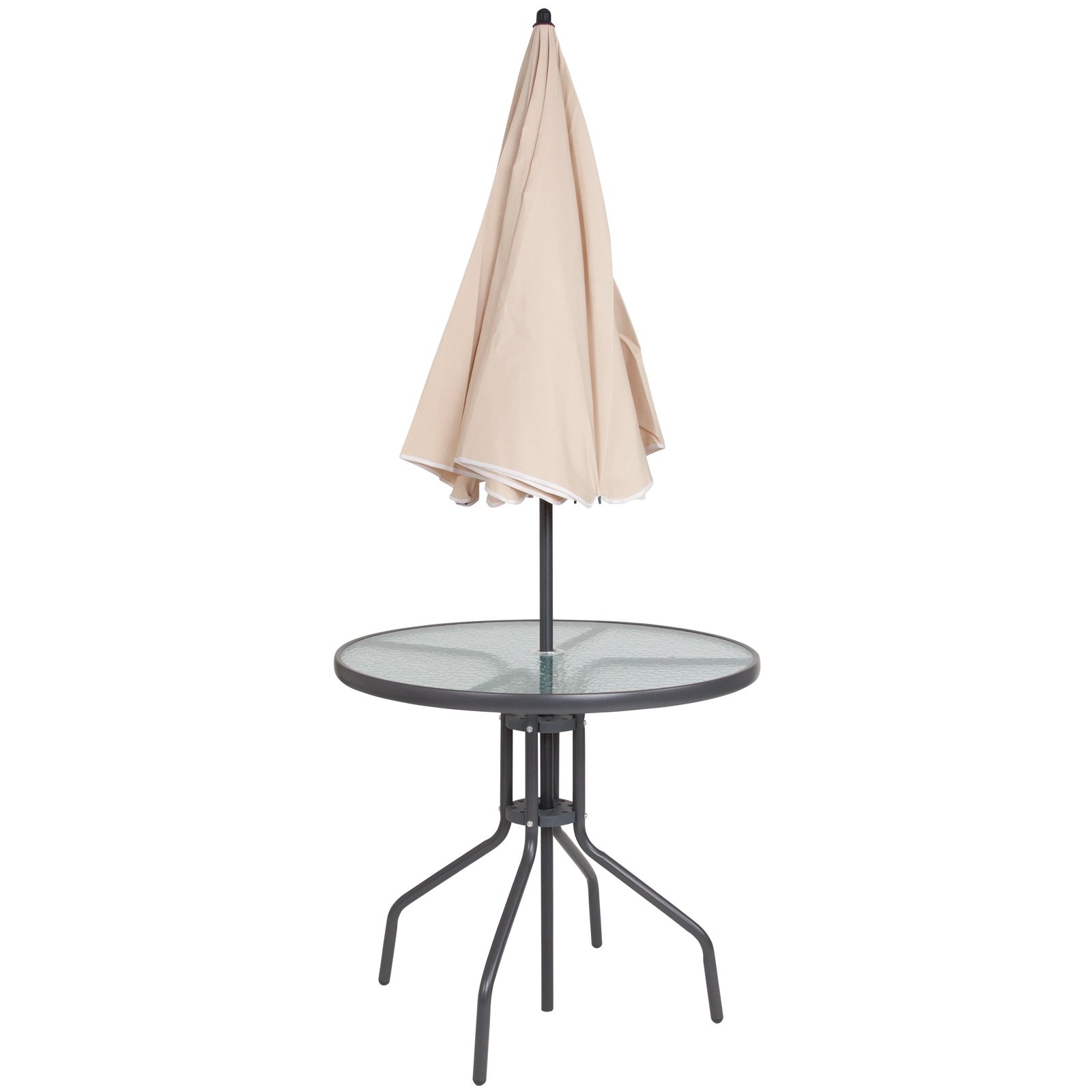 6 Piece Patio Garden Set with Table, Umbrella and 4 Folding Chairs