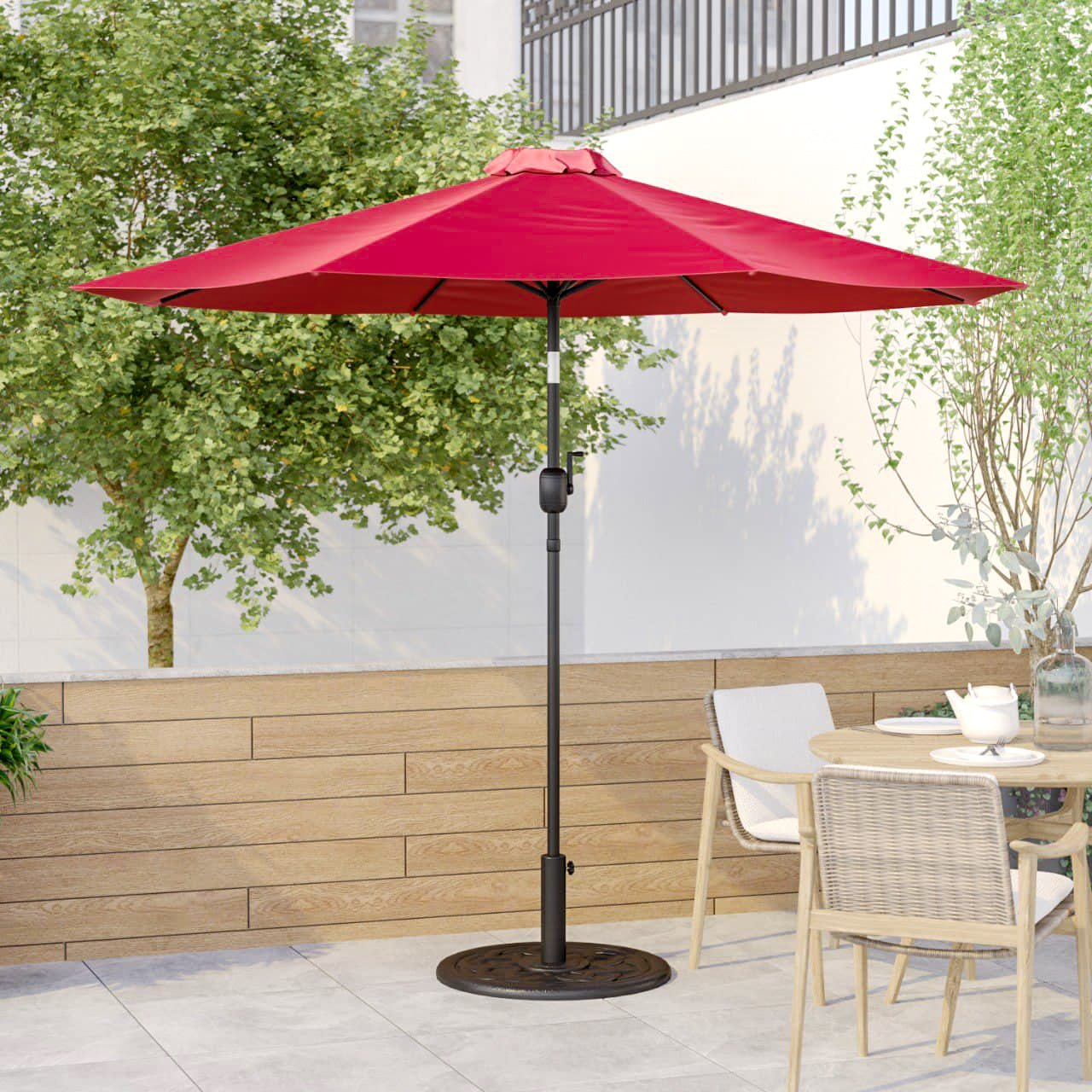 9' Outdoor Patio Umbrella-Crank & Tilt Function - 1.5" Diameter Steel Pole