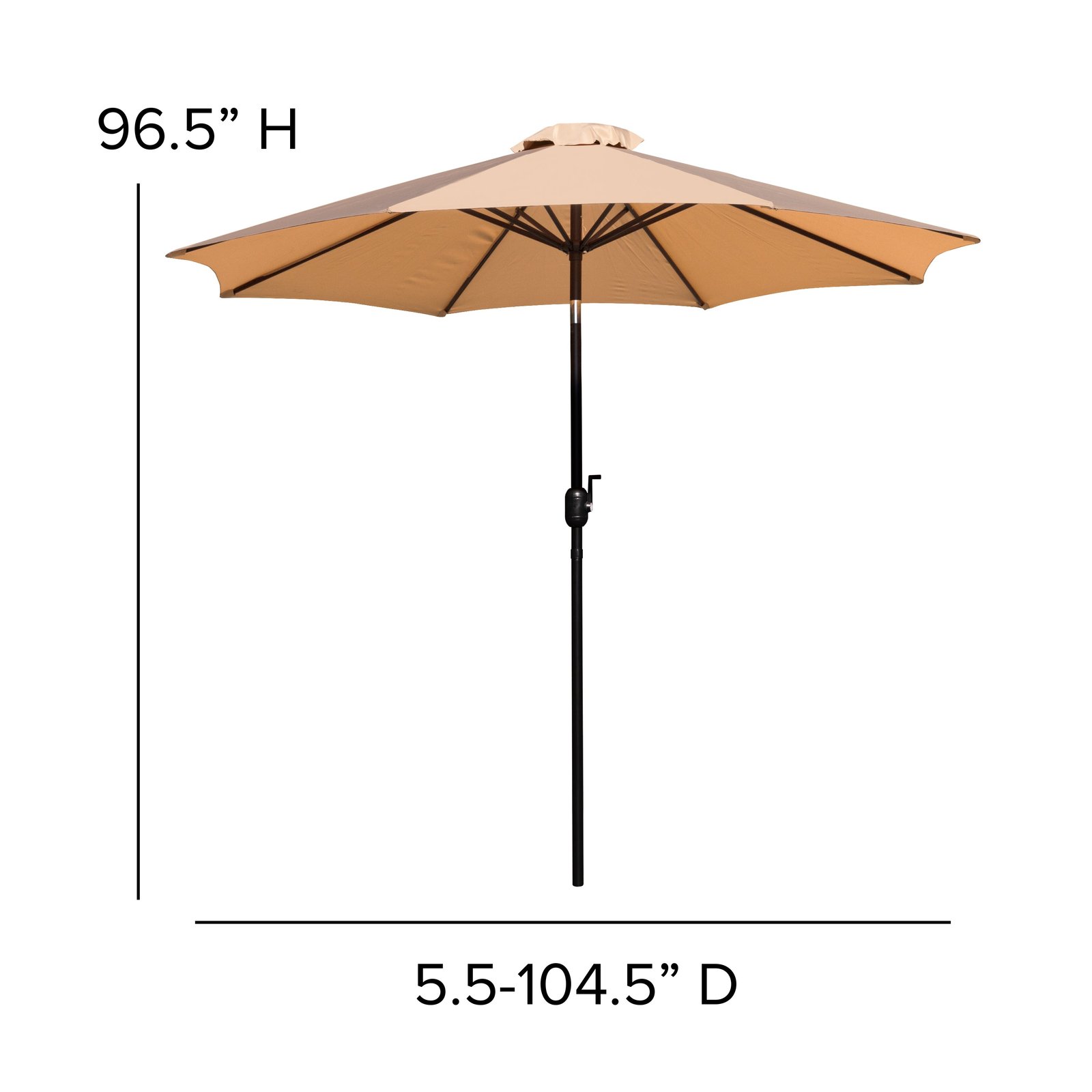9' Outdoor Patio Umbrella-Crank & Tilt Function - 1.5" Diameter Steel Pole