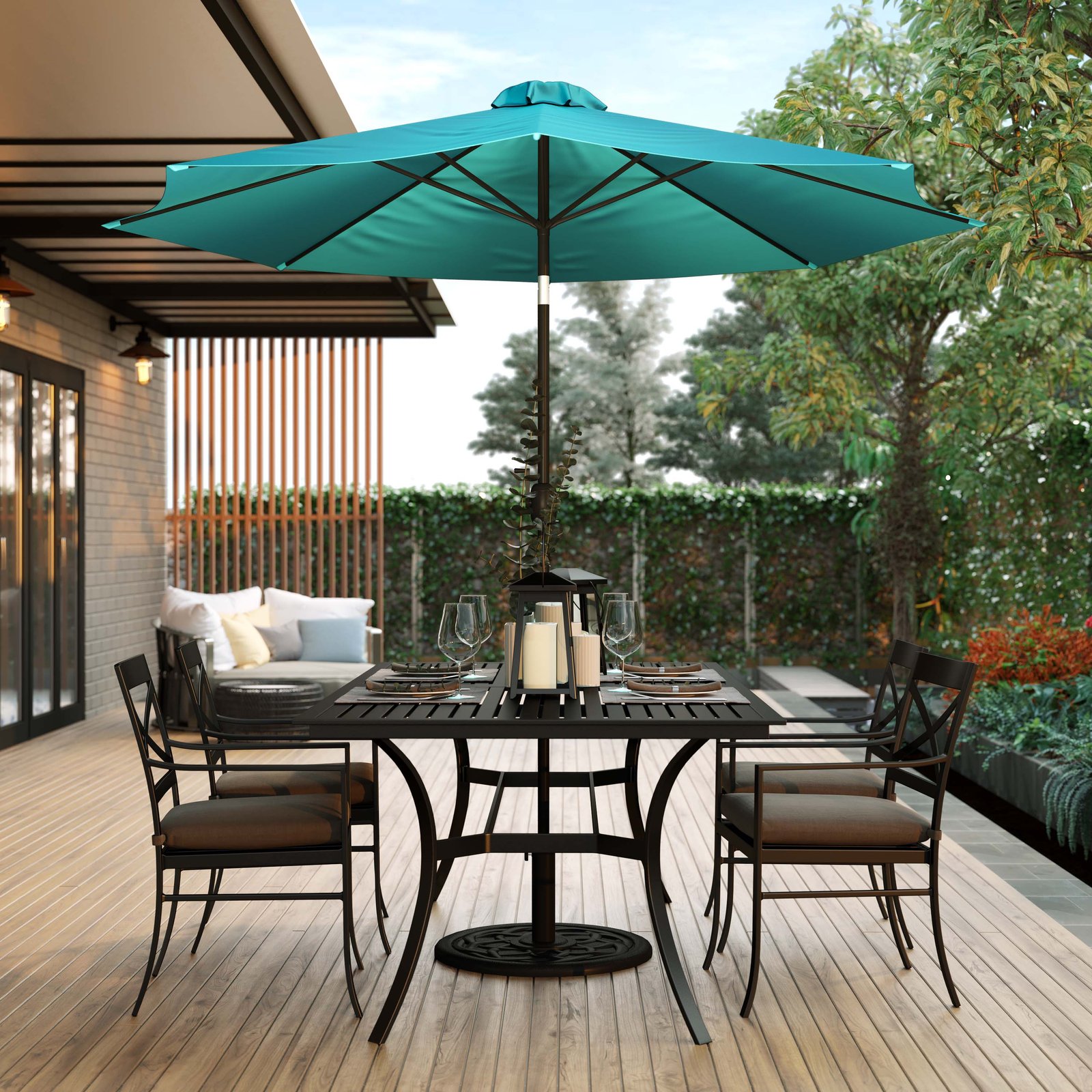 9' Outdoor Patio Umbrella-Crank & Tilt Function - 1.5" Diameter Steel Pole