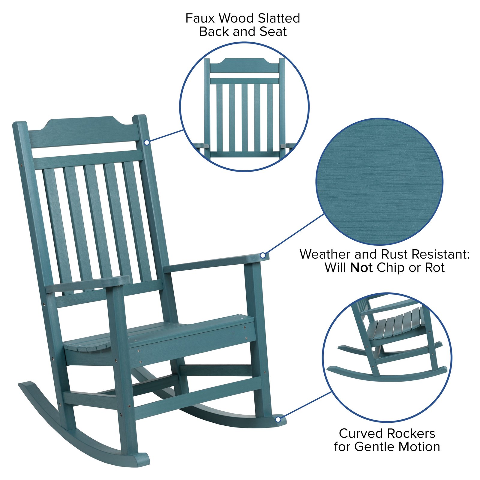 Set of 2 Indoor/Outdoor Poly Resin Rocking Chairs with Side Table
