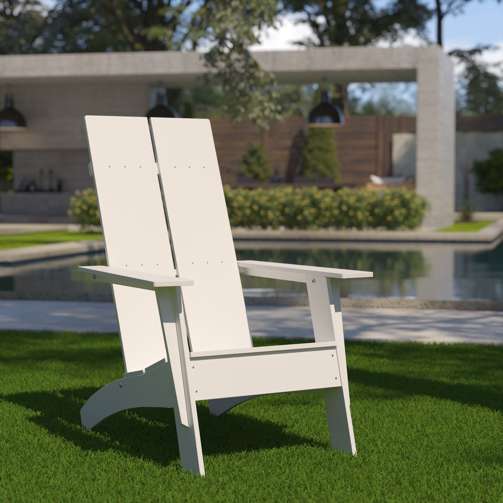 Modern Dual Slat Back Indoor/Outdoor Adirondack Style Patio Chair