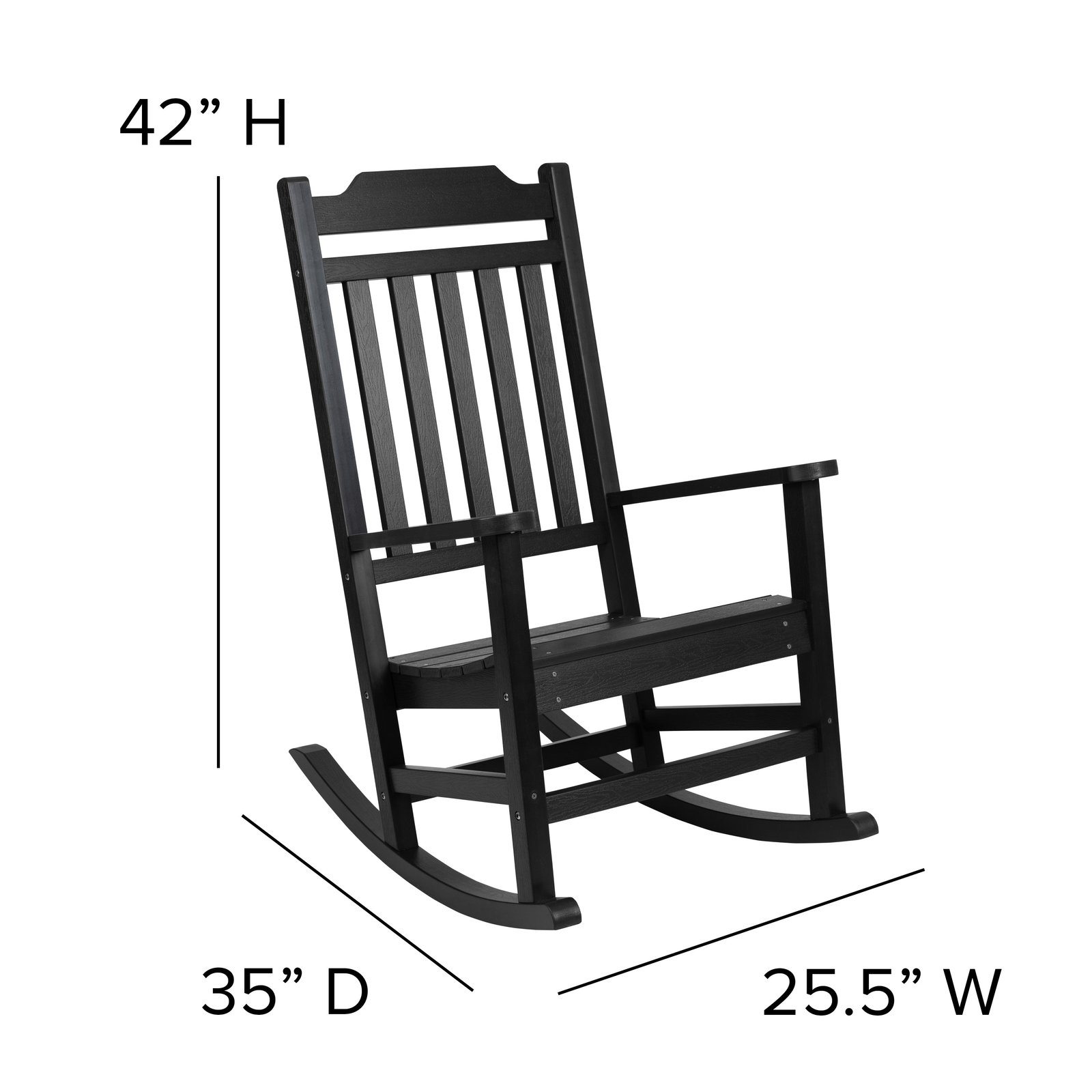 All-Weather Poly Resin Wood Rocking Chair - Patio and Backyard Furniture