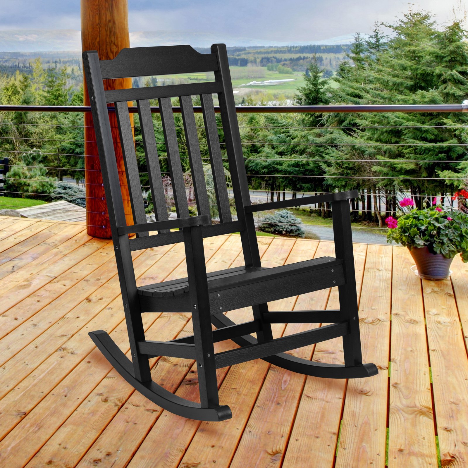 All-Weather Poly Resin Wood Rocking Chair - Patio and Backyard Furniture