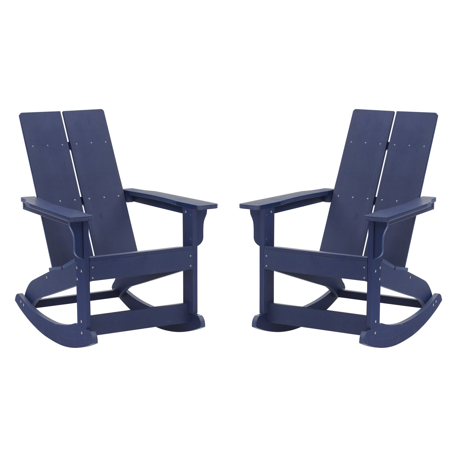 Set of 2 Modern All-Weather Poly Resin Adirondack Rocking Chairs for Indoor/Outdoor Use