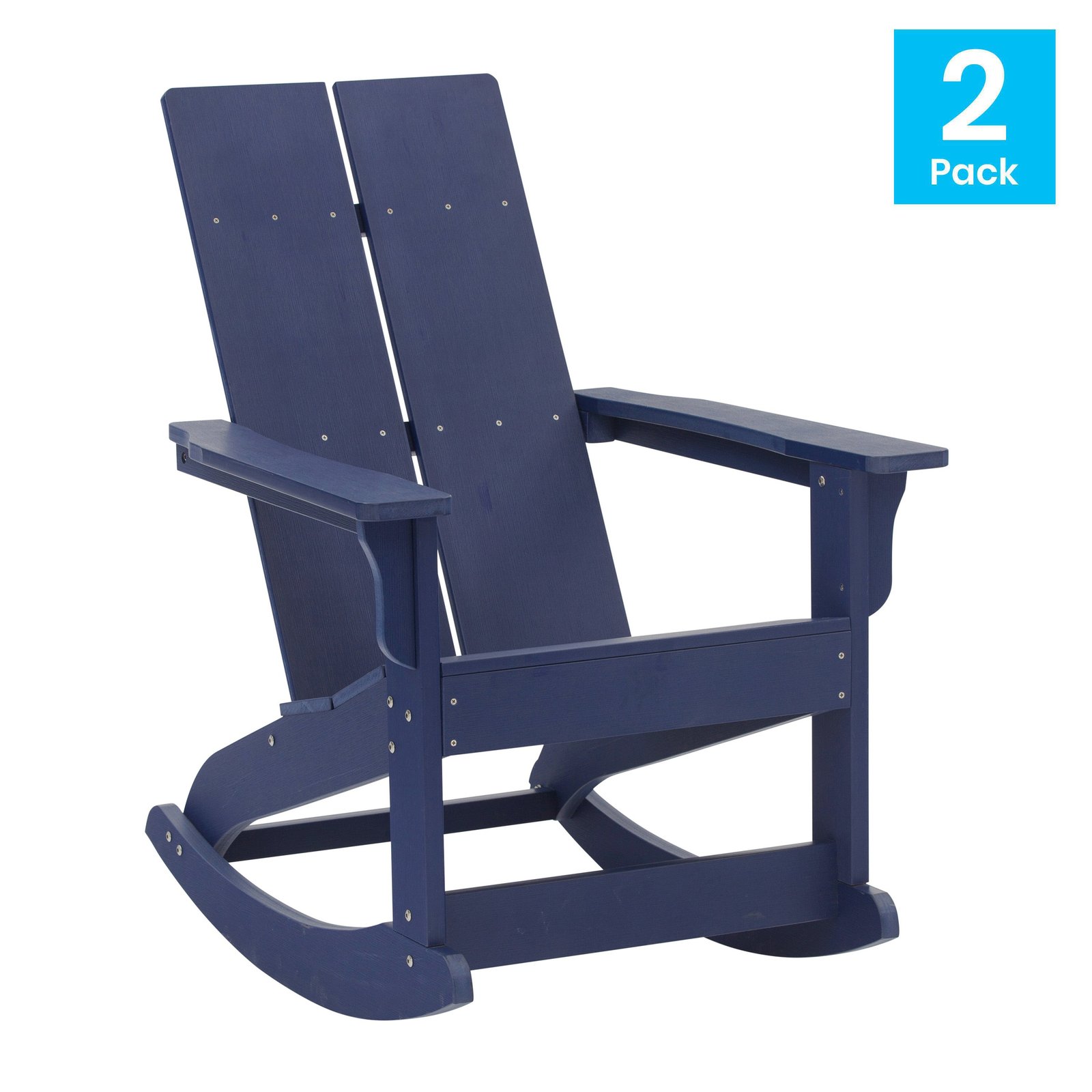 Set of 2 Modern All-Weather Poly Resin Adirondack Rocking Chairs for Indoor/Outdoor Use