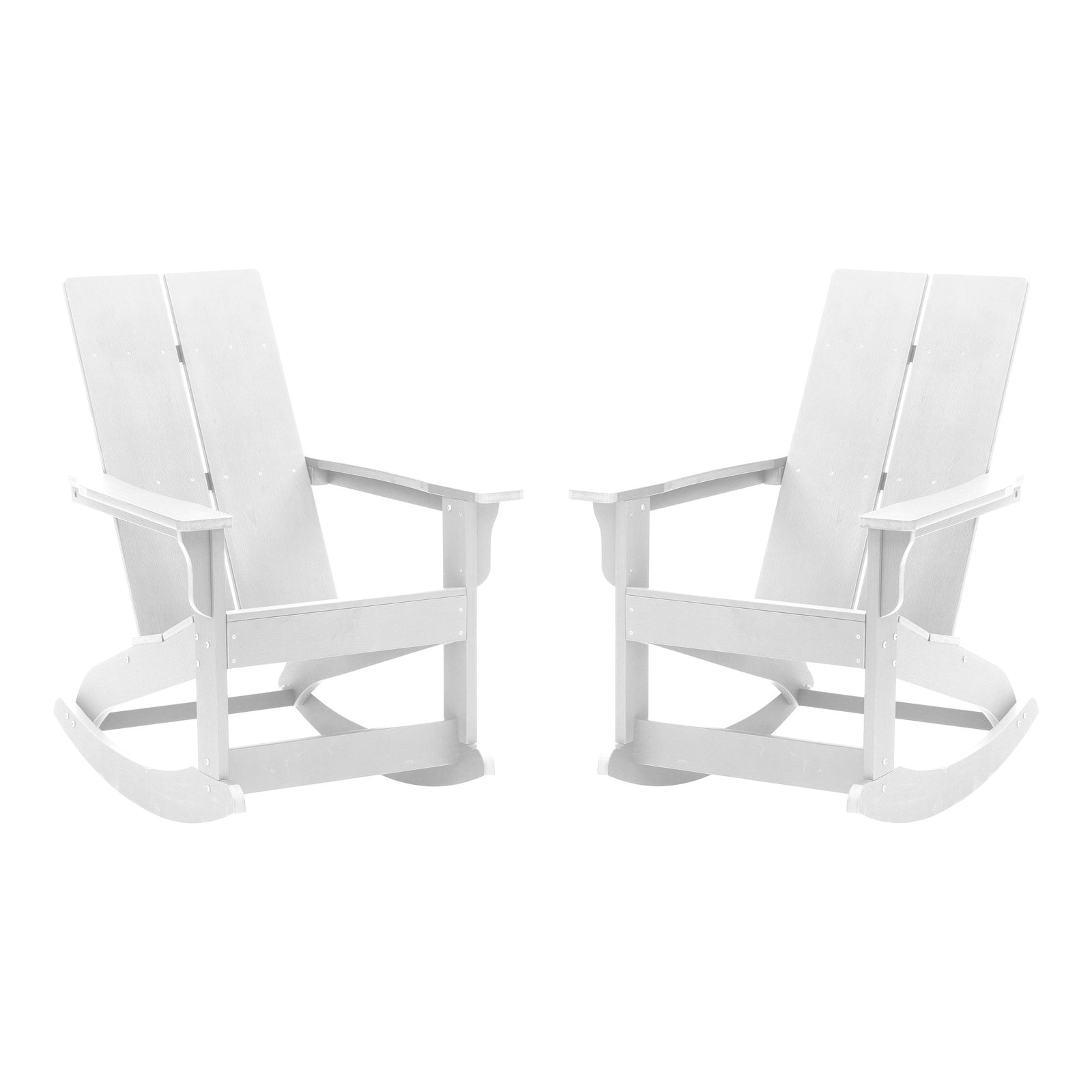 Set of 2 Modern All-Weather Poly Resin Adirondack Rocking Chairs for Indoor/Outdoor Use