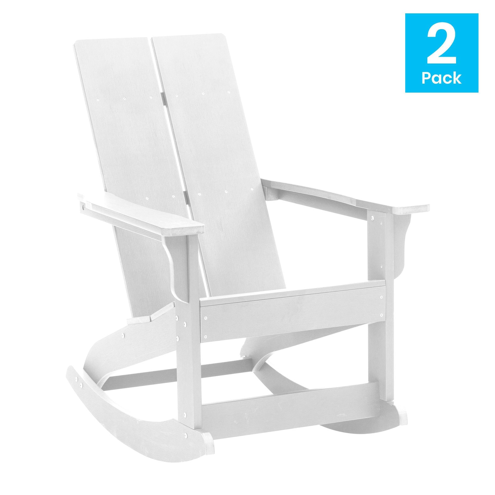 Set of 2 Modern All-Weather Poly Resin Adirondack Rocking Chairs for Indoor/Outdoor Use