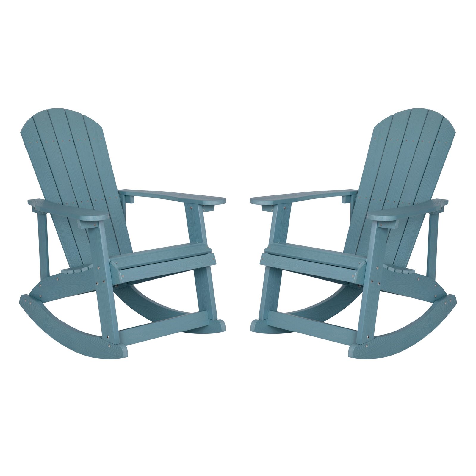 Set of 2 Marcy Classic All-Weather Poly Resin Rocking Adirondack Chairs with Stainless Steel Hardware for Year Round Use