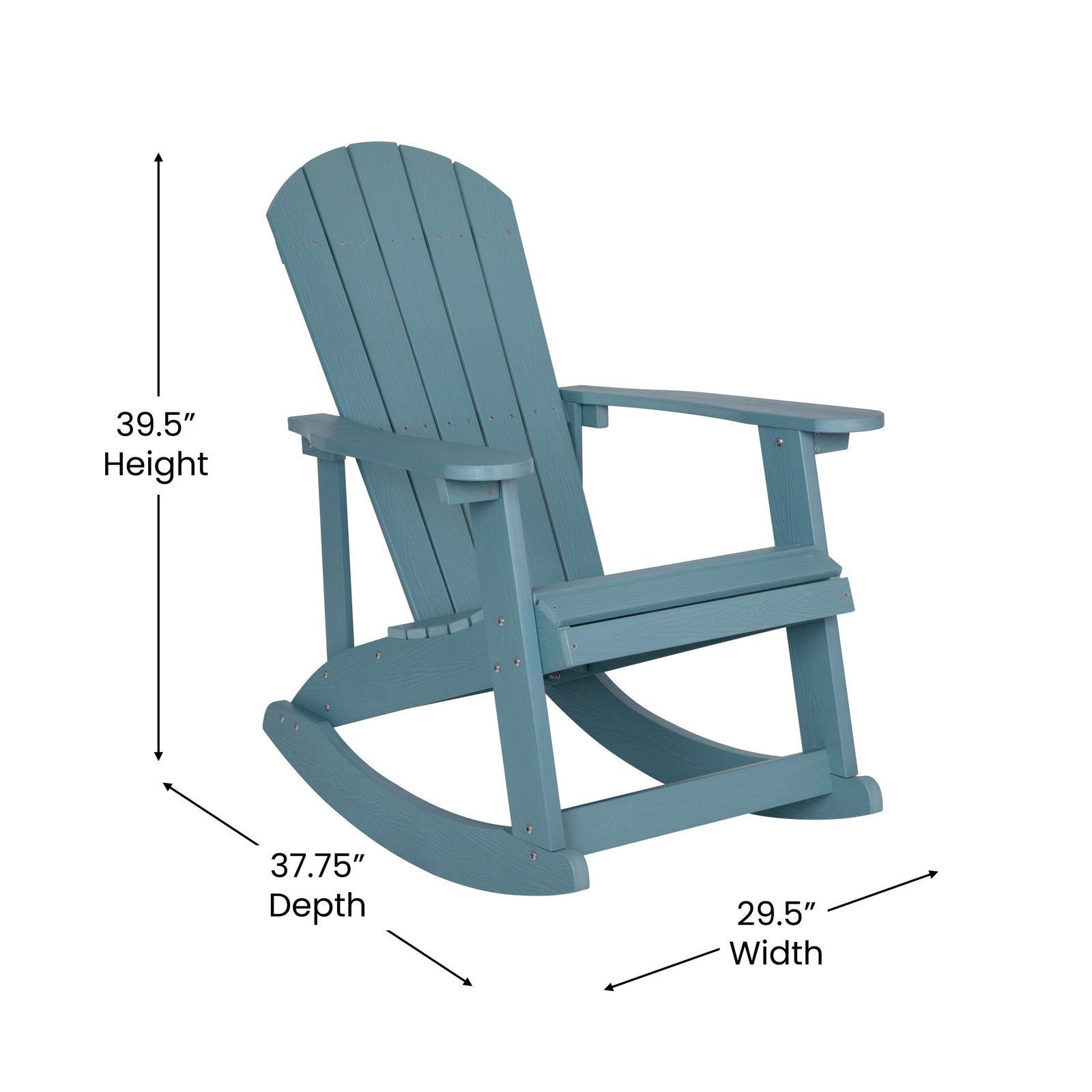 Set of 2 Marcy Classic All-Weather Poly Resin Rocking Adirondack Chairs with Stainless Steel Hardware for Year Round Use