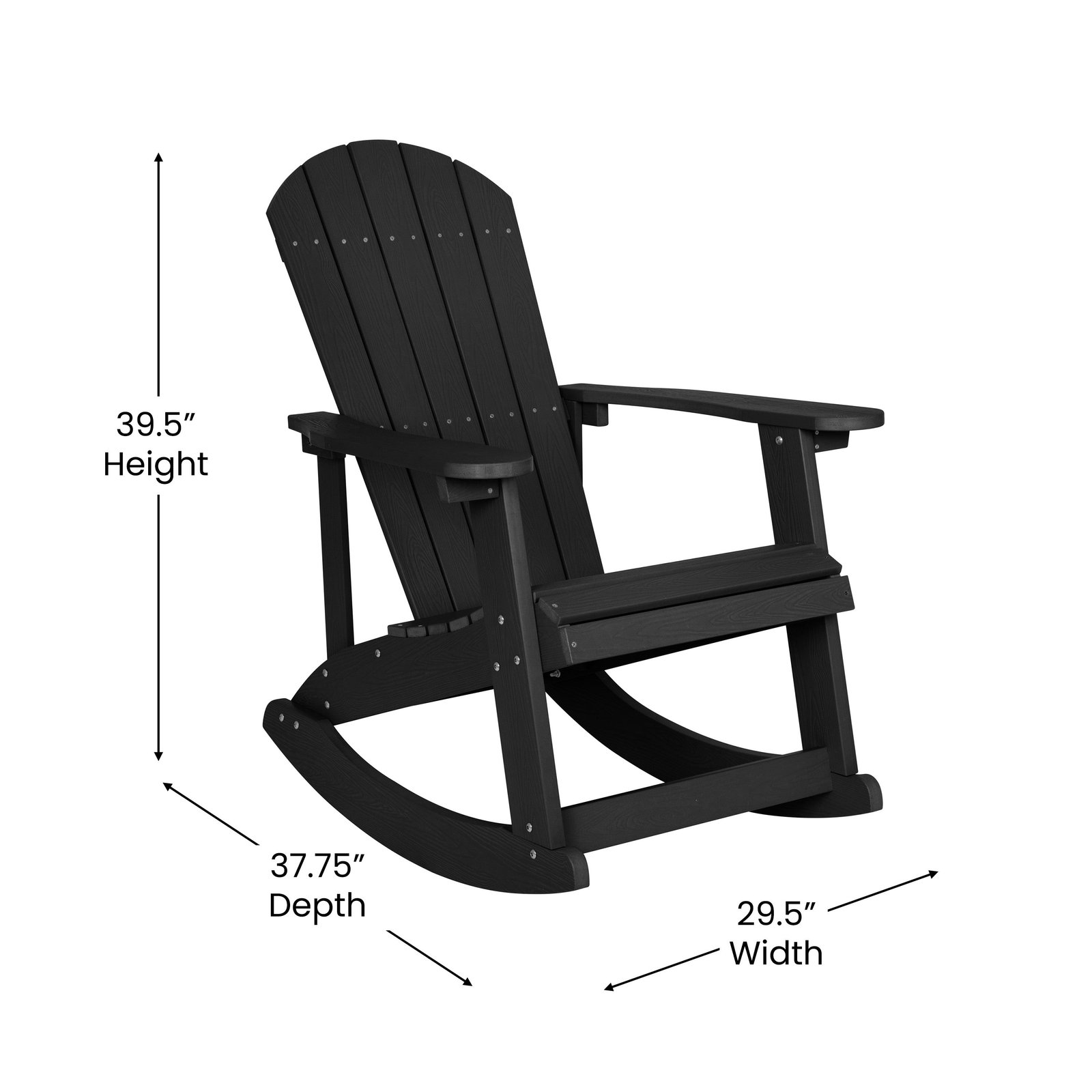 Set of 2 Marcy Classic All-Weather Poly Resin Rocking Adirondack Chairs with Stainless Steel Hardware for Year Round Use