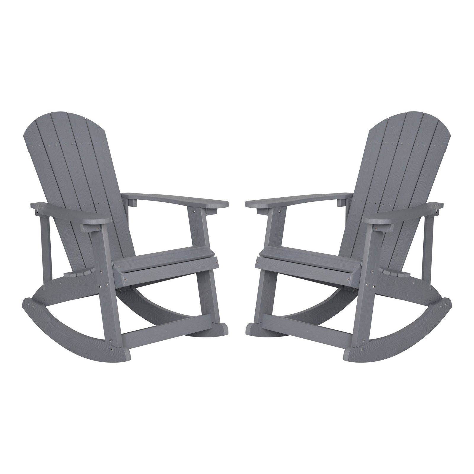 Set of 2 Marcy Classic All-Weather Poly Resin Rocking Adirondack Chairs with Stainless Steel Hardware for Year Round Use