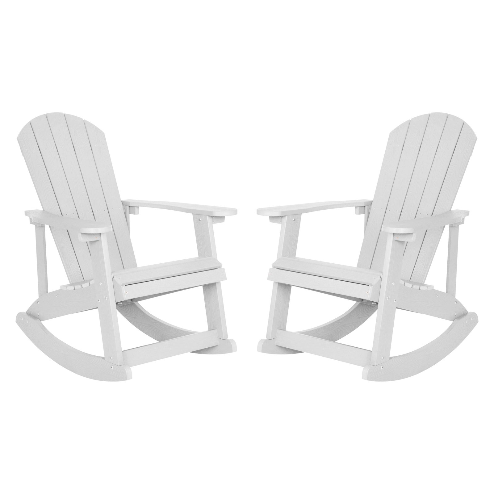 Set of 2 Marcy Classic All-Weather Poly Resin Rocking Adirondack Chairs with Stainless Steel Hardware for Year Round Use