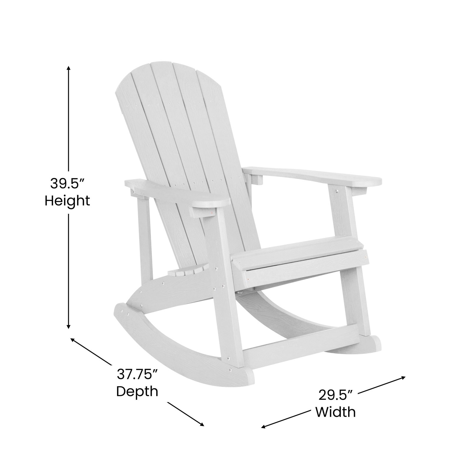 Set of 2 Marcy Classic All-Weather Poly Resin Rocking Adirondack Chairs with Stainless Steel Hardware for Year Round Use