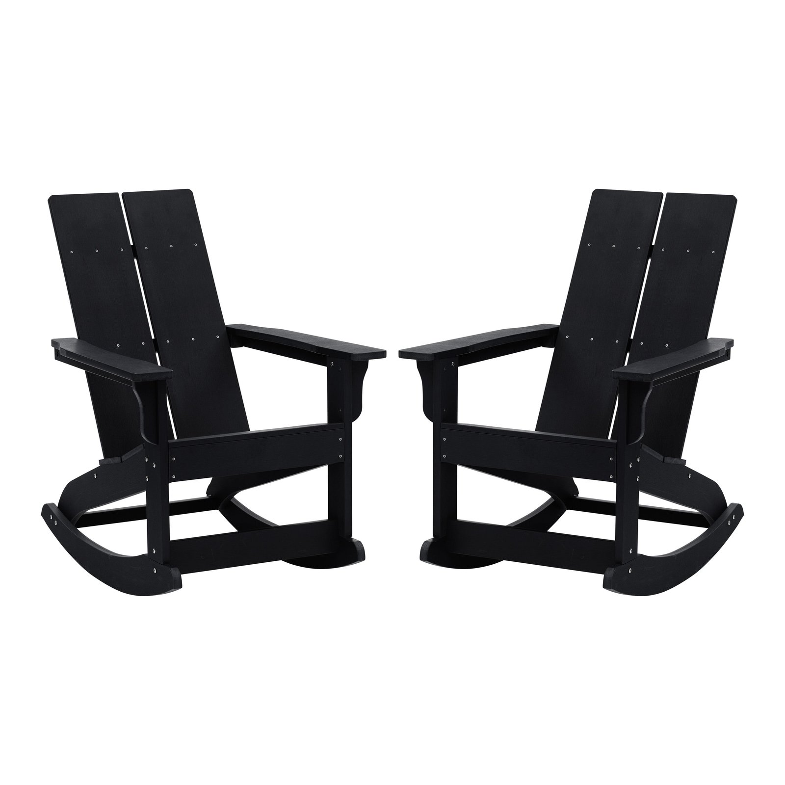 Set of 2 Modern All-Weather Poly Resin Adirondack Rocking Chairs for Indoor/Outdoor Use