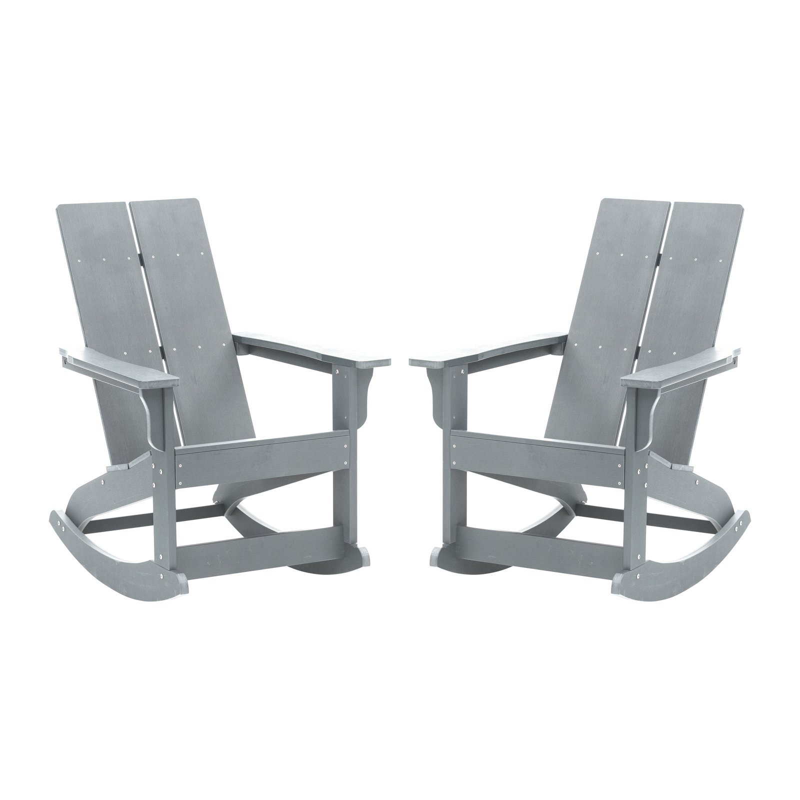Set of 2 Modern All-Weather Poly Resin Adirondack Rocking Chairs for Indoor/Outdoor Use