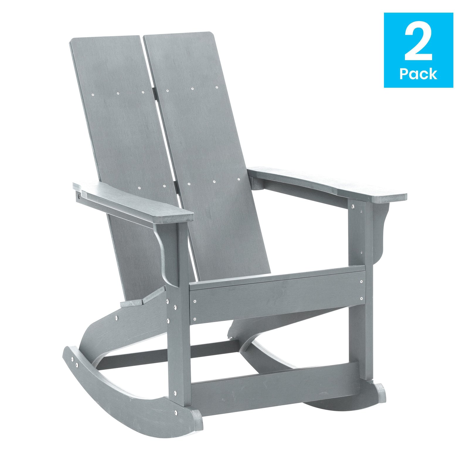 Set of 2 Modern All-Weather Poly Resin Adirondack Rocking Chairs for Indoor/Outdoor Use
