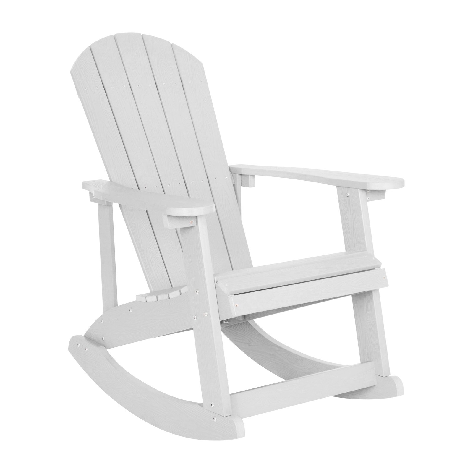 Classic All-Weather Poly Resin Rocking Adirondack Chair with Stainless Steel Hardware for Year Round Use