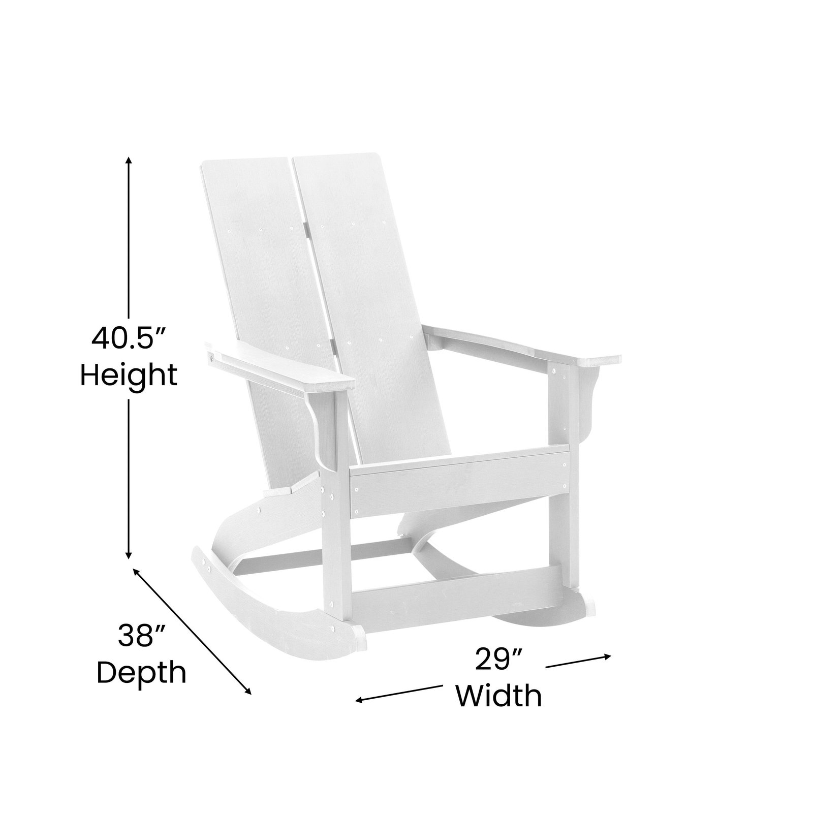 Set of 2 Harmon Modern All-Weather Poly Resin Adirondack Rocking Chairs with Side Table for Outdoor Use