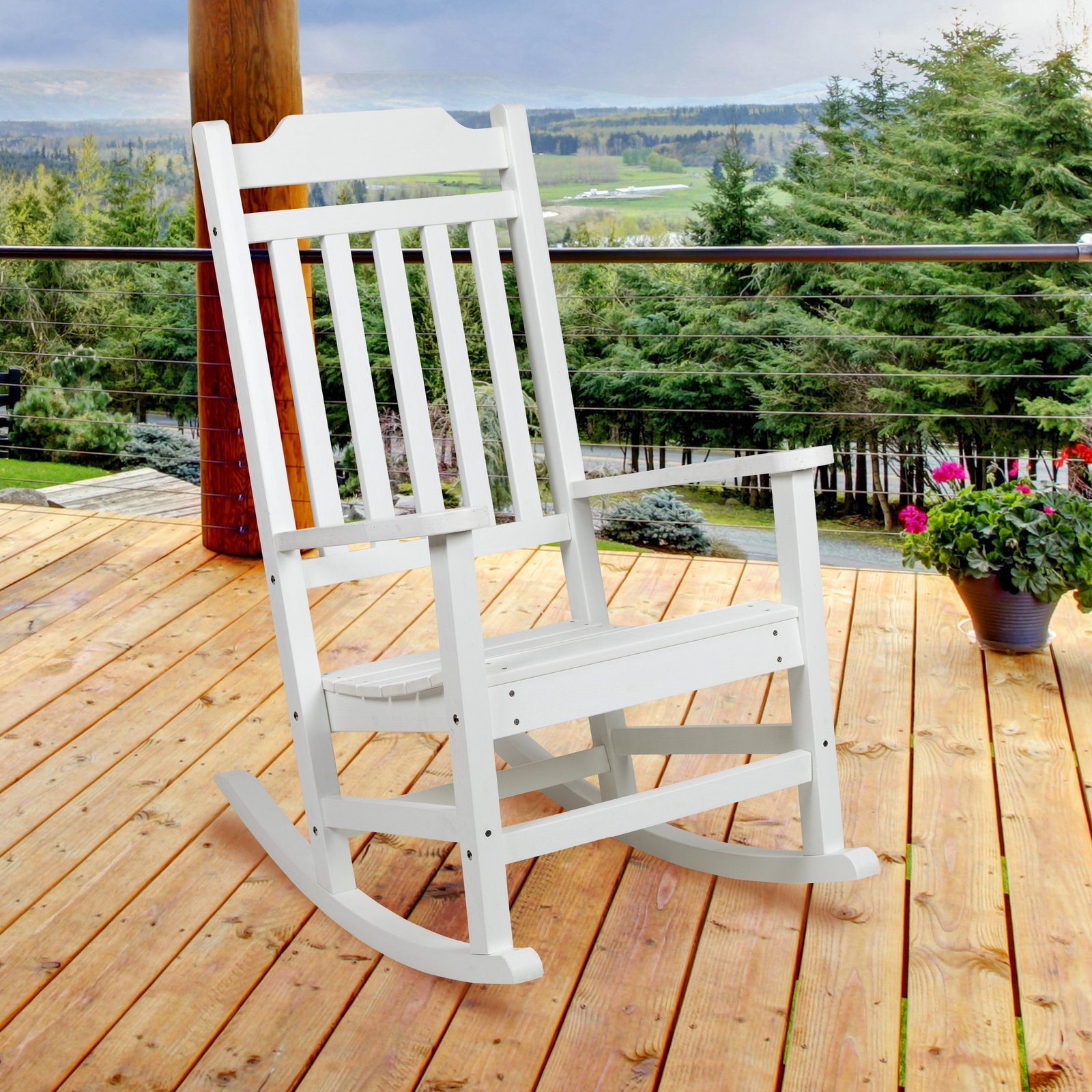 All-Weather Poly Resin Wood Rocking Chair - Patio and Backyard Furniture