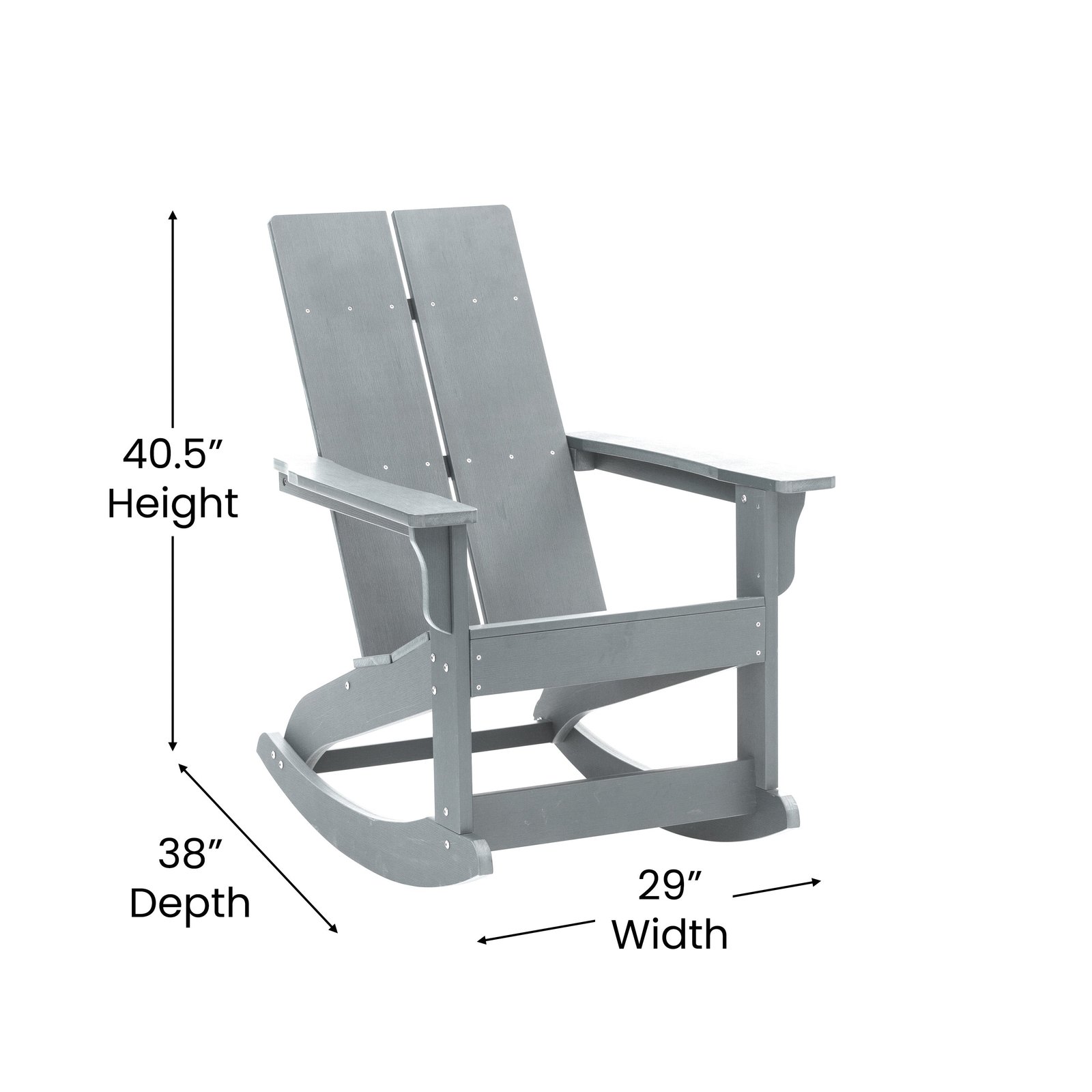 Set of 2 Harmon Modern All-Weather Poly Resin Adirondack Rocking Chairs with Side Table for Outdoor Use