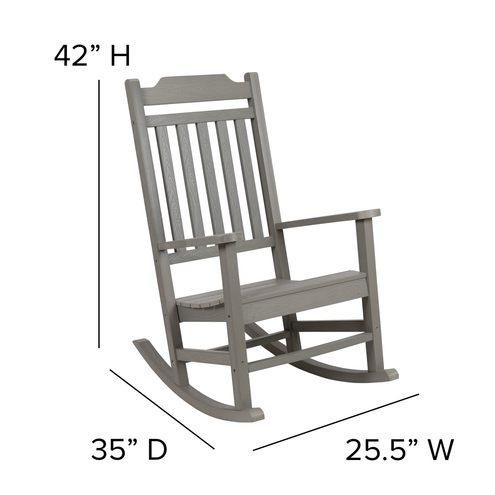 All-Weather Poly Resin Wood Rocking Chair - Patio and Backyard Furniture