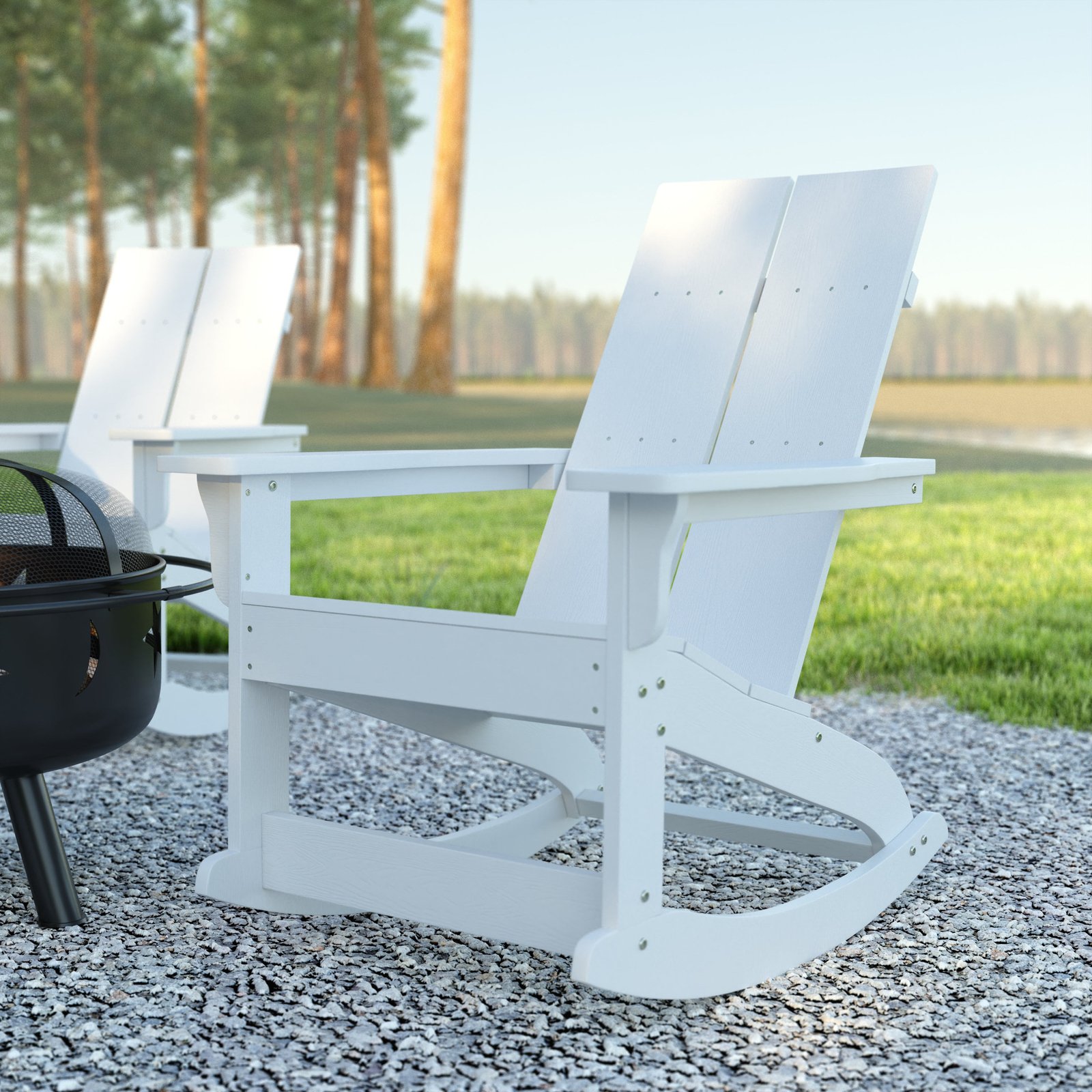 Modern All-Weather Poly Resin Adirondack Rocking Chair for Indoor/Outdoor Use
