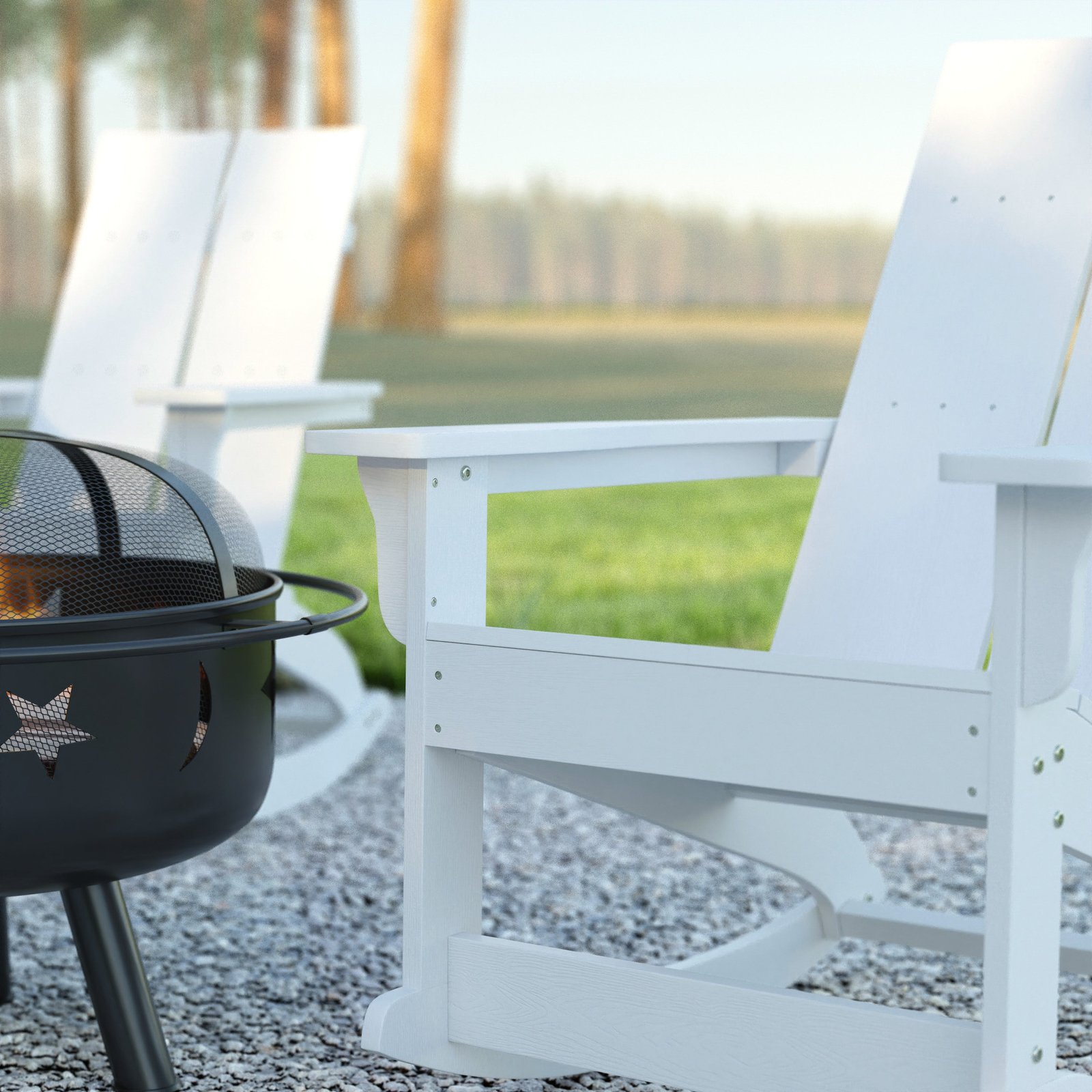 Modern All-Weather Poly Resin Adirondack Rocking Chair for Indoor/Outdoor Use