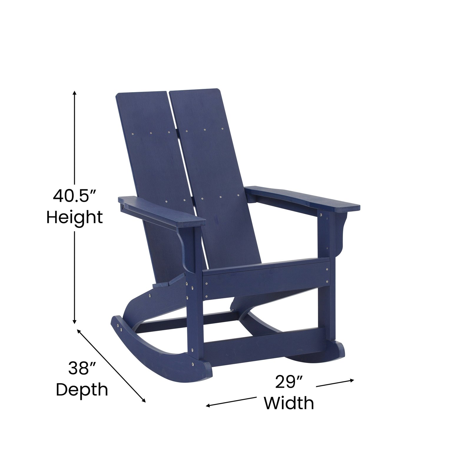 Modern All-Weather Poly Resin Adirondack Rocking Chair for Indoor/Outdoor Use