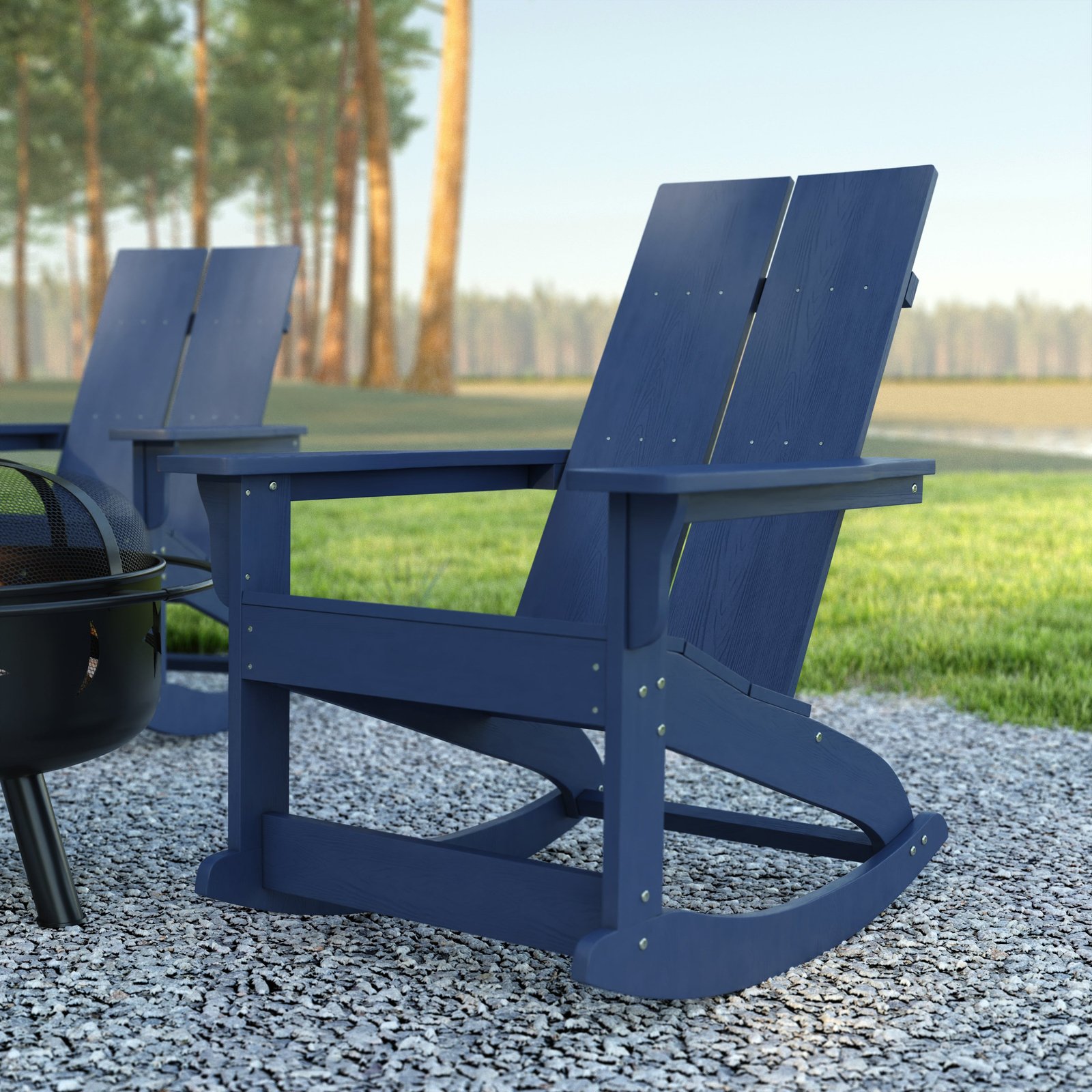 Modern All-Weather Poly Resin Adirondack Rocking Chair for Indoor/Outdoor Use