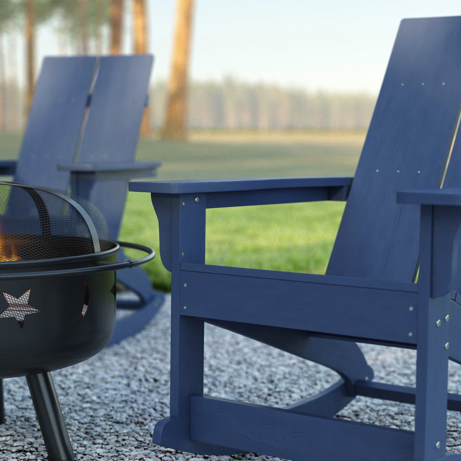 Modern All-Weather Poly Resin Adirondack Rocking Chair for Indoor/Outdoor Use