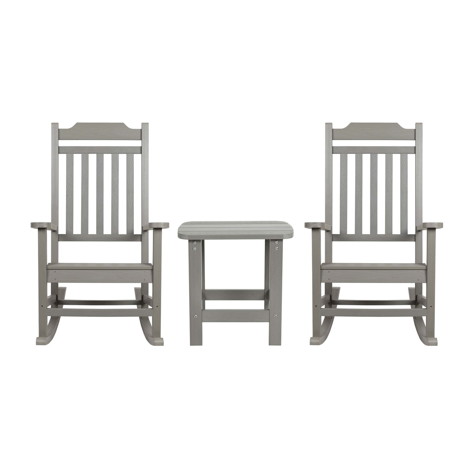 Set of 2 Indoor/Outdoor Poly Resin Rocking Chairs with Side Table