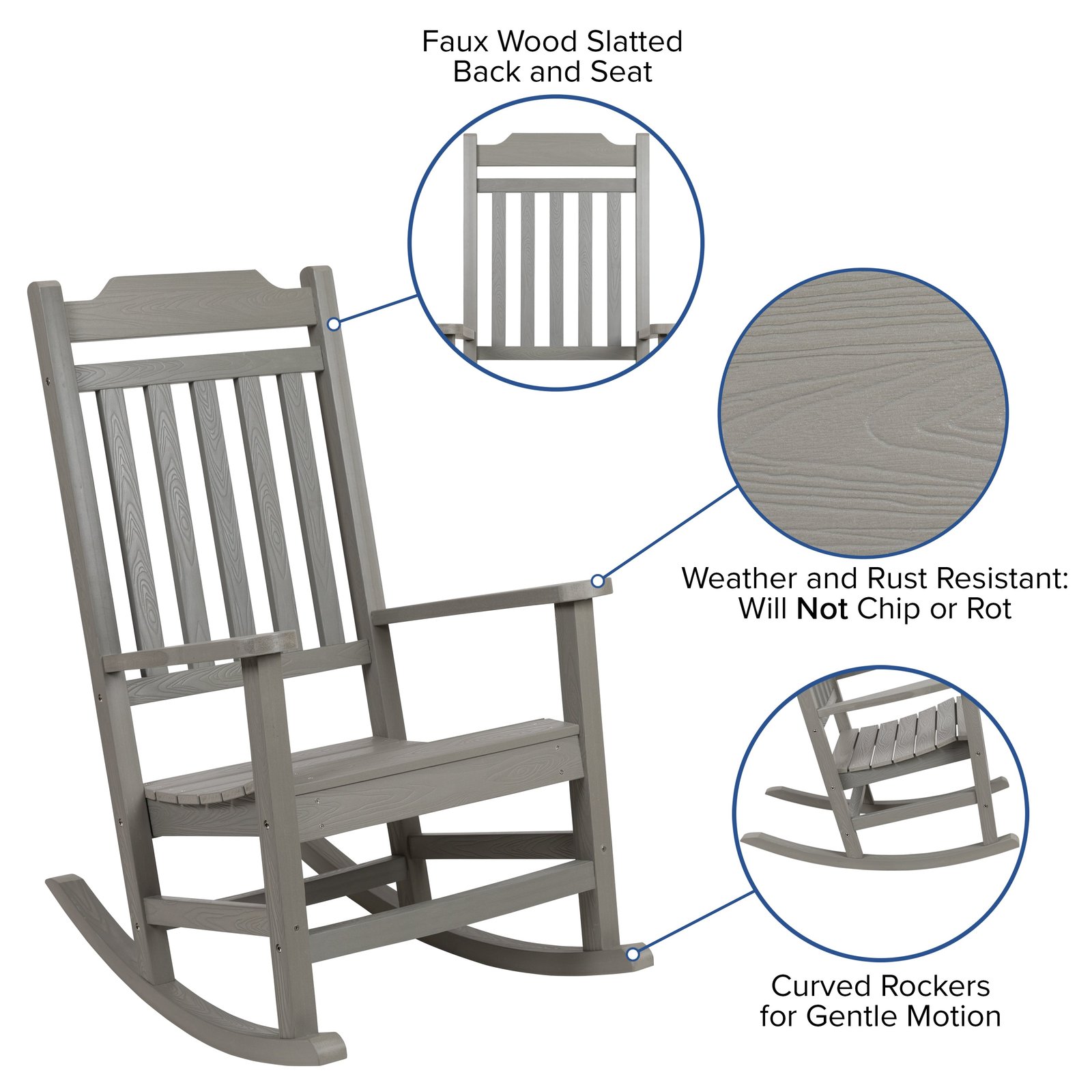 Set of 2 Indoor/Outdoor Poly Resin Rocking Chairs with Side Table