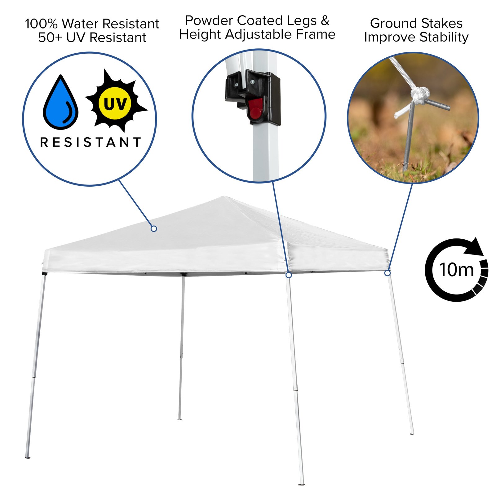 8'x8' Weather Resistant Easy Pop Up Slanted Leg Canopy Tent with Carry Bag