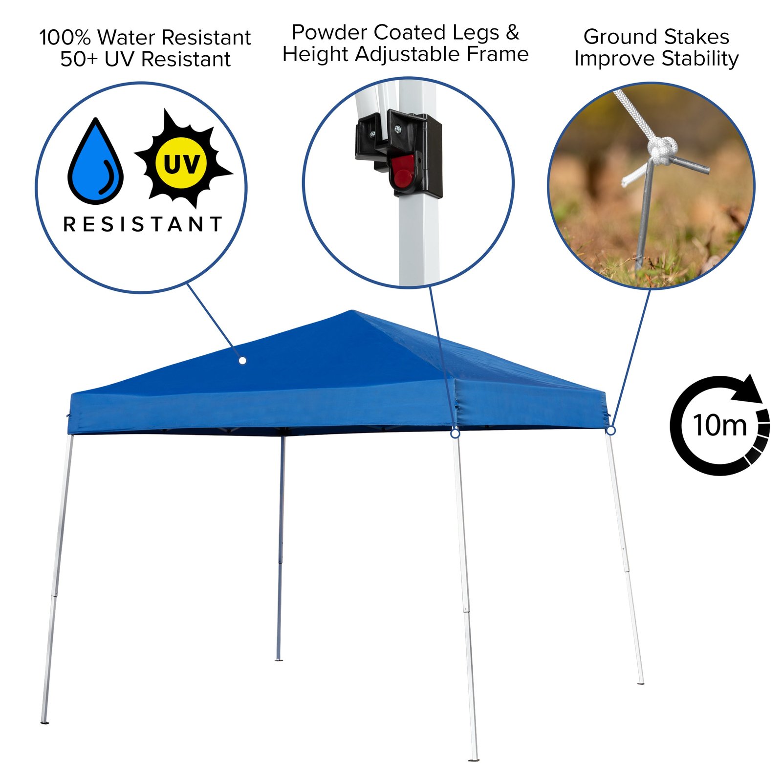8'x8' Weather Resistant Easy Pop Up Slanted Leg Canopy Tent with Carry Bag